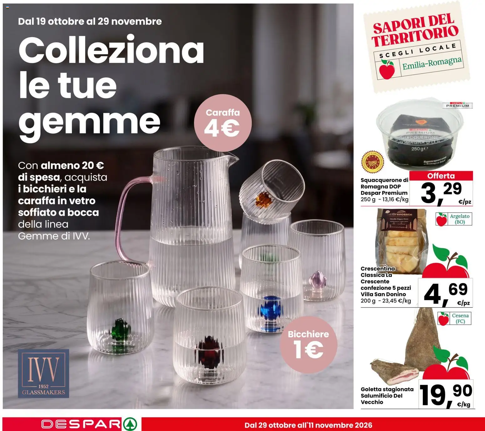 Volantino Despar del 29/10/2026 | Pagina: 4 | Prodotti: Caraffa, Bicchiere