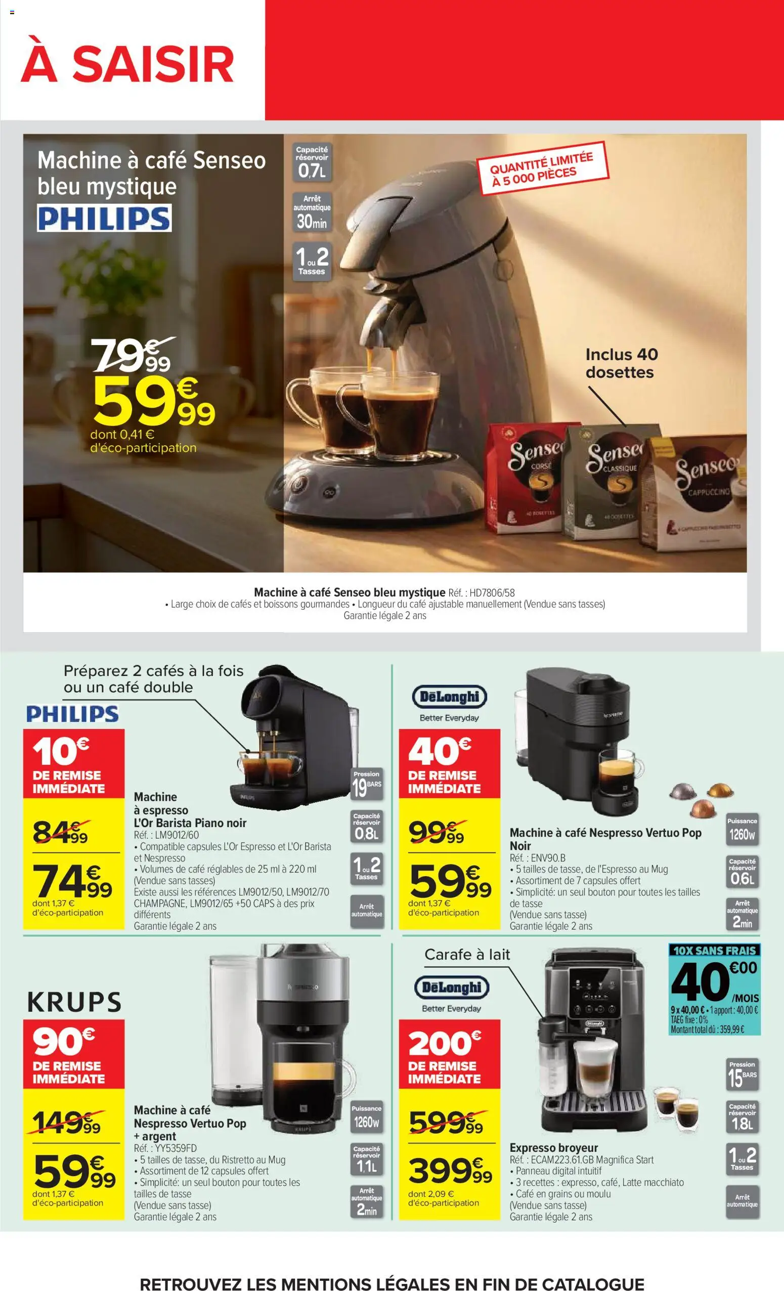 {H1} | Page: 9 | Produits: Delonghi machine a cafe, Capsules, L'or espresso, Tasses