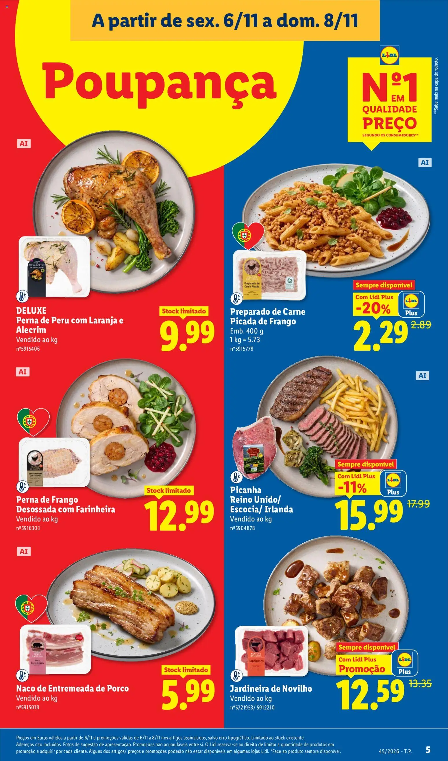 Lidl Promoções Fim de Semana │ válido de 06/11/2026 | Página: 5 | Produtos: Peru, Entremeada, Carne picada, Carne