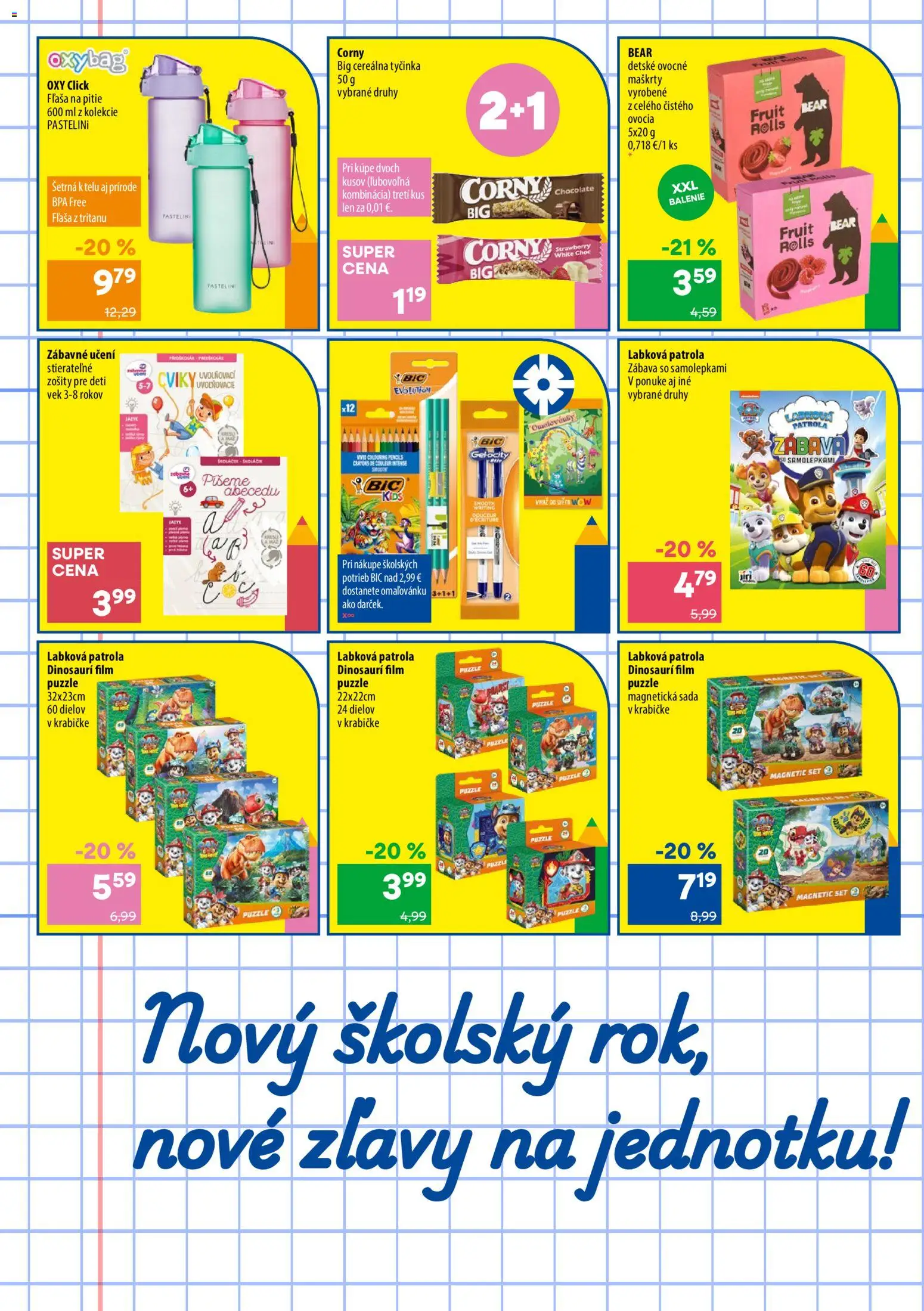 Nové 101 drogerie akcie – leták je platný od 19.08.2026 | Strana: 2 | Produkty: Zošity, Puzzle