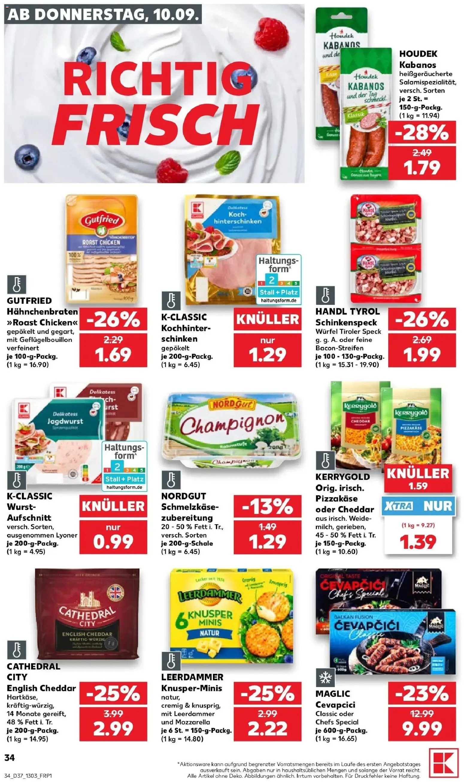 Prospekt Kaufland ab 07.09.2026 » Angebote Online zum Blättern | Seite: 43 | Produkte: Mozzarella, Cevapcici, Leerdammer, Wurst