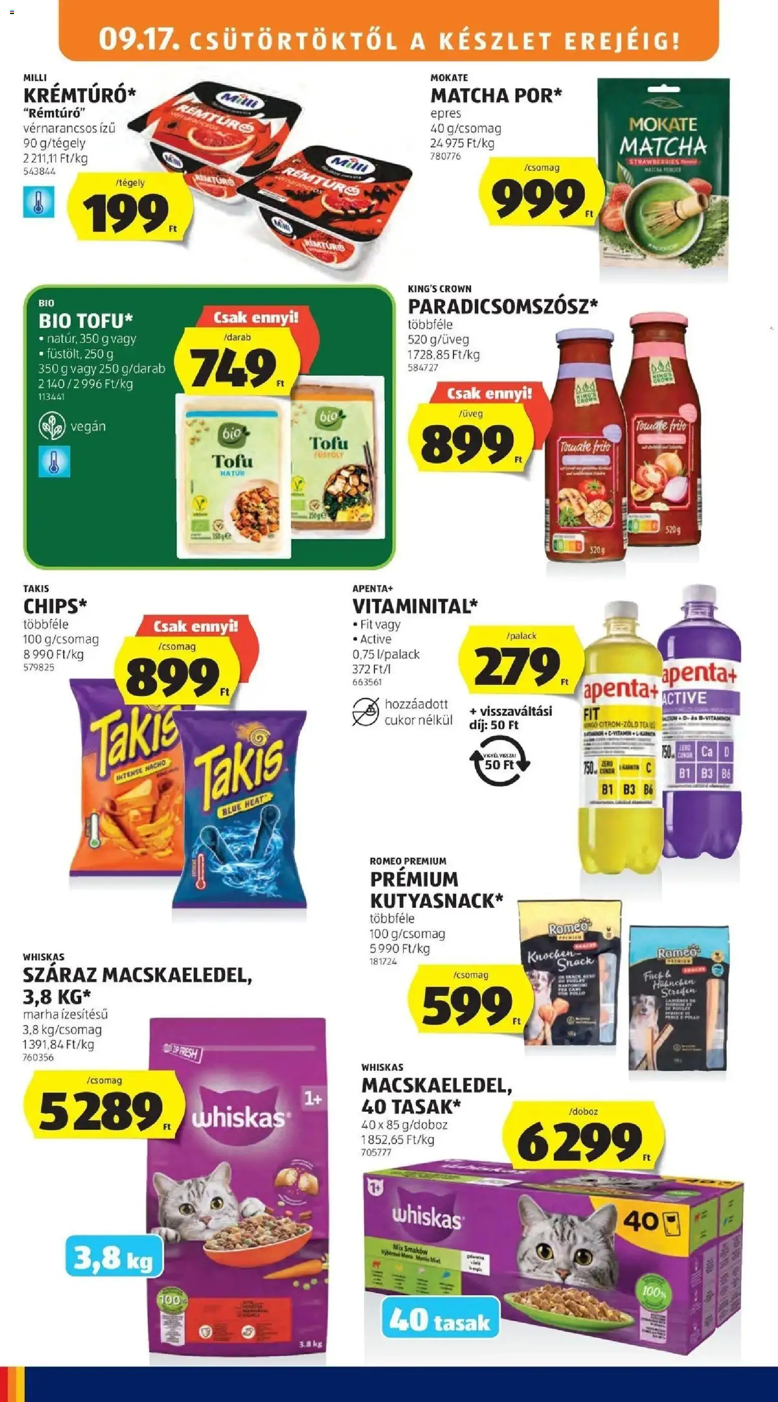 Aldi aktuális akciós újság - 2026.09.17. -tól/töl > akció, lapozható szórólap 🛍️ | Oldal: 12 | Termékek: Chips, Milli, Tofu, Cukor
