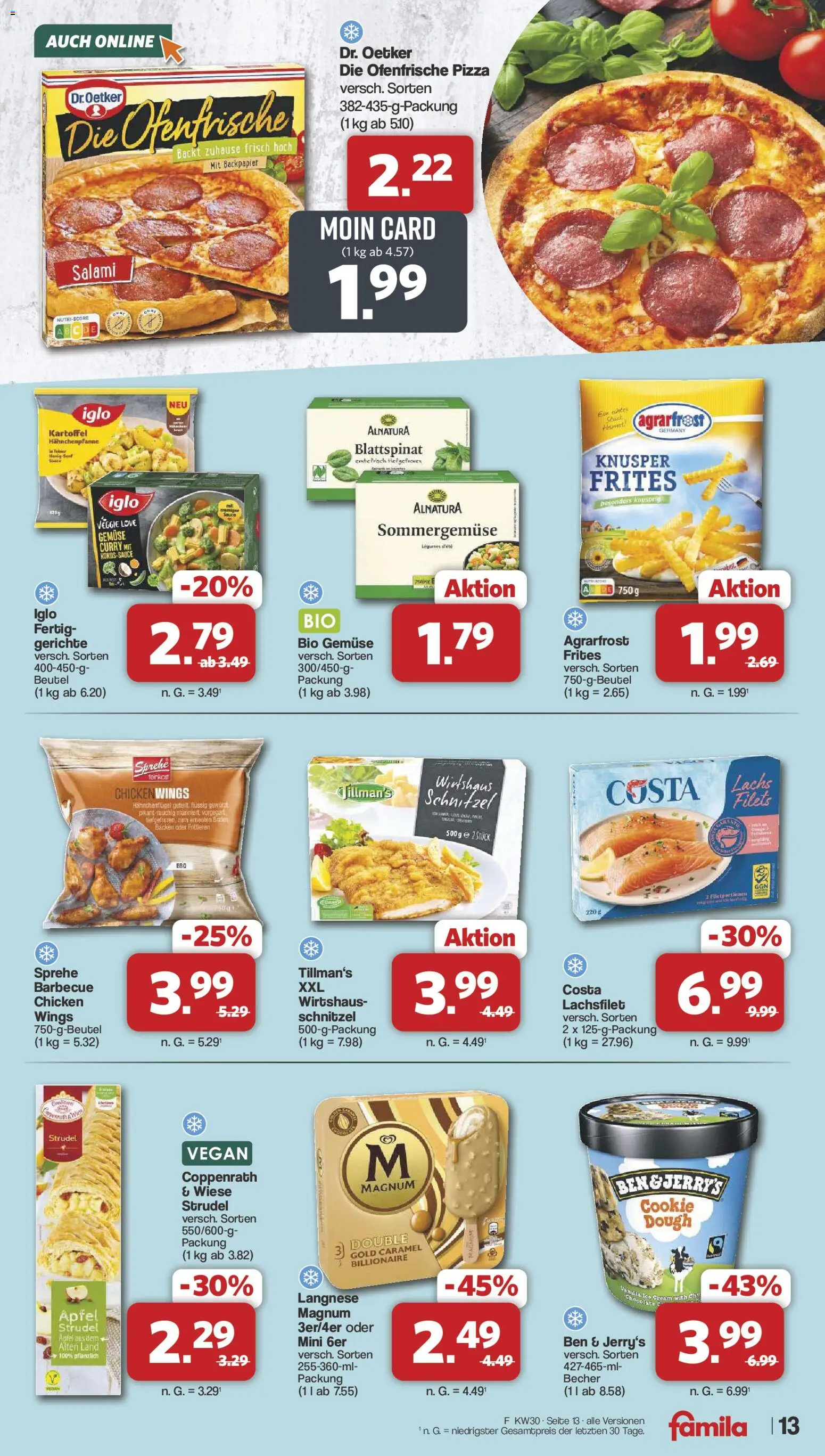 Famila Nordwest Prospekt – gültig ab 20.07.2026 | Seite: 13 | Produkte: Langnese, Äpfel, Schnitzel, Gemüse