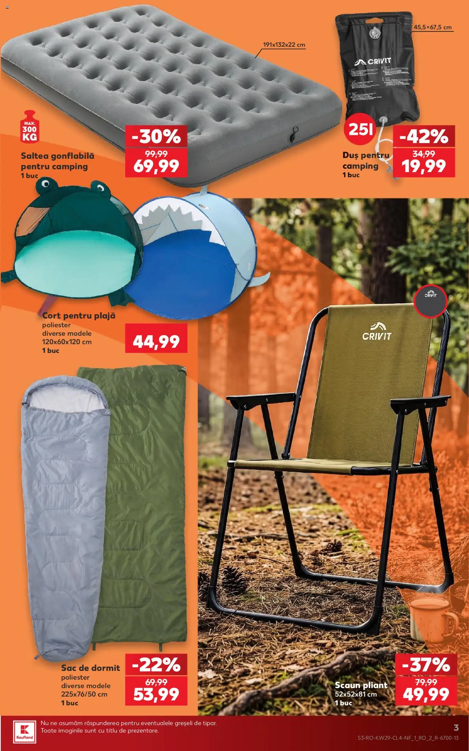 Noul catalog Kaufland – valabil de la 15.07.2026 | Pagină: 3 | Produse: Cort, Saltea, Scaun, Duș