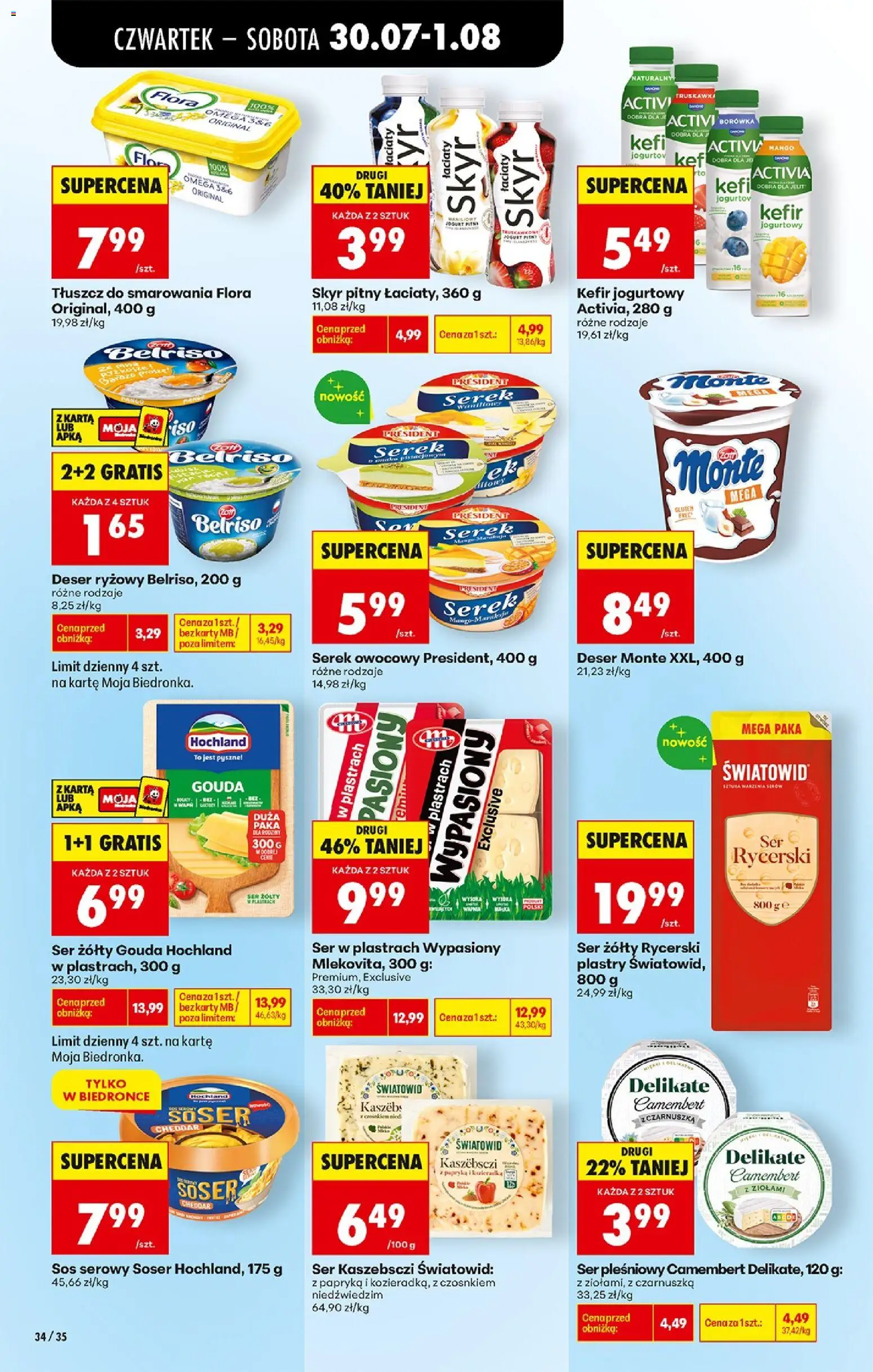 Biedronka Polsko leták - Codziennie niskie ceny od 30.07.2026 | Strana: 48 | Produkty: Gouda, Jogurt, Flora, Camembert