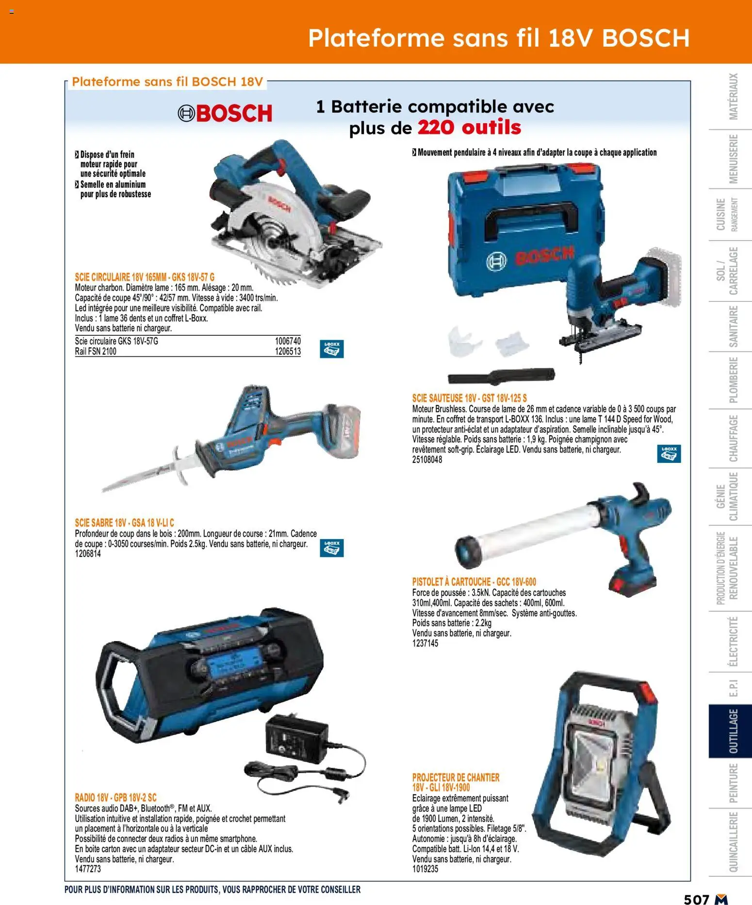 {H1} | Page: 507 | Produits: Scie sauteuse, lampe LED, Poids, Batterie