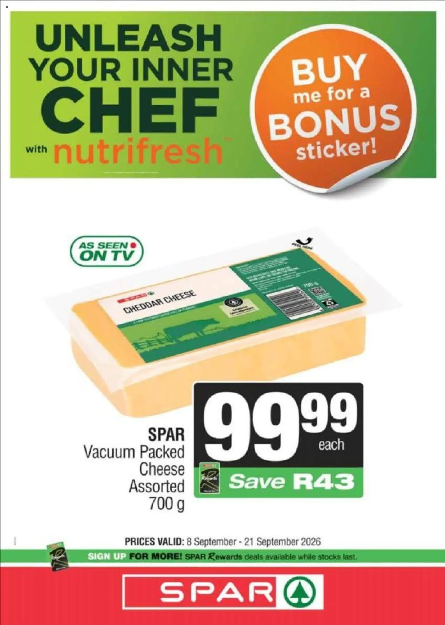 New KWIKSPAR catalogue – valid from 08/09/2026 | Page: 3 | Products: TV, Cheese, Cheddar