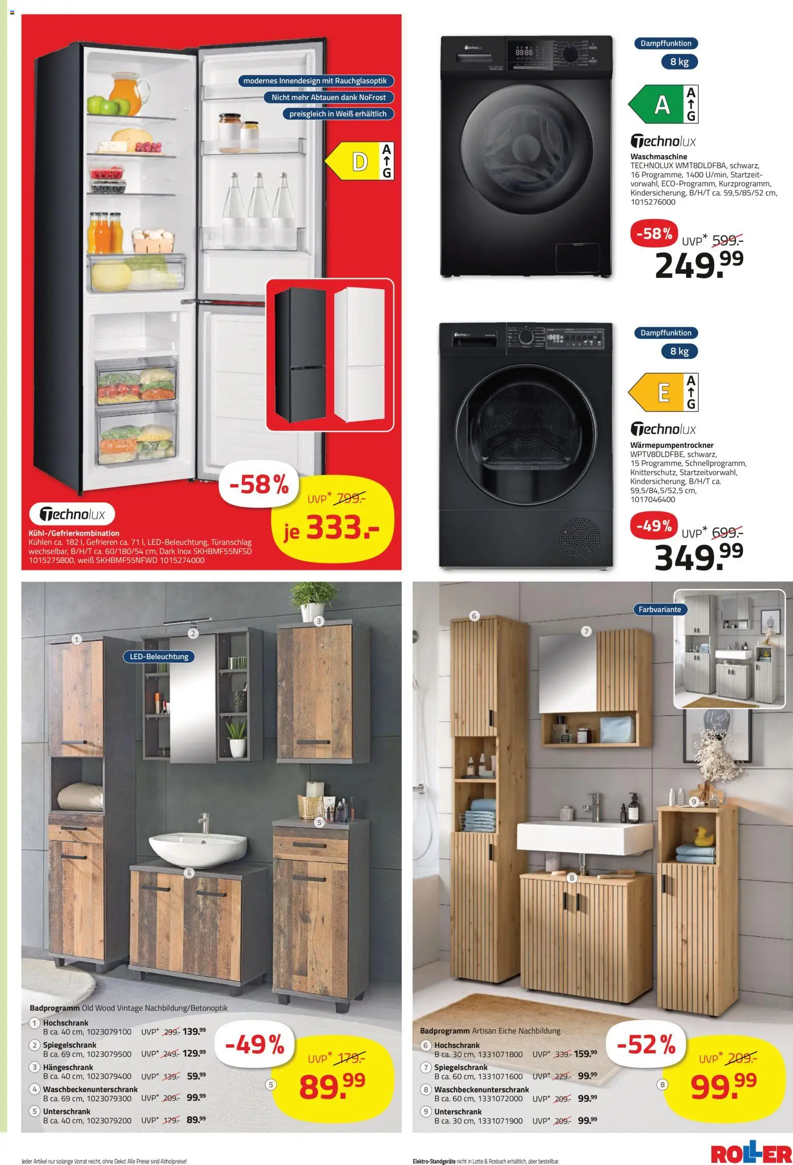 Roller Prospekt – gültig ab 24.05.2026 | Seite: 9 | Produkte: Waschmaschine, Spiegelschrank, Hängeschrank, Hochschrank