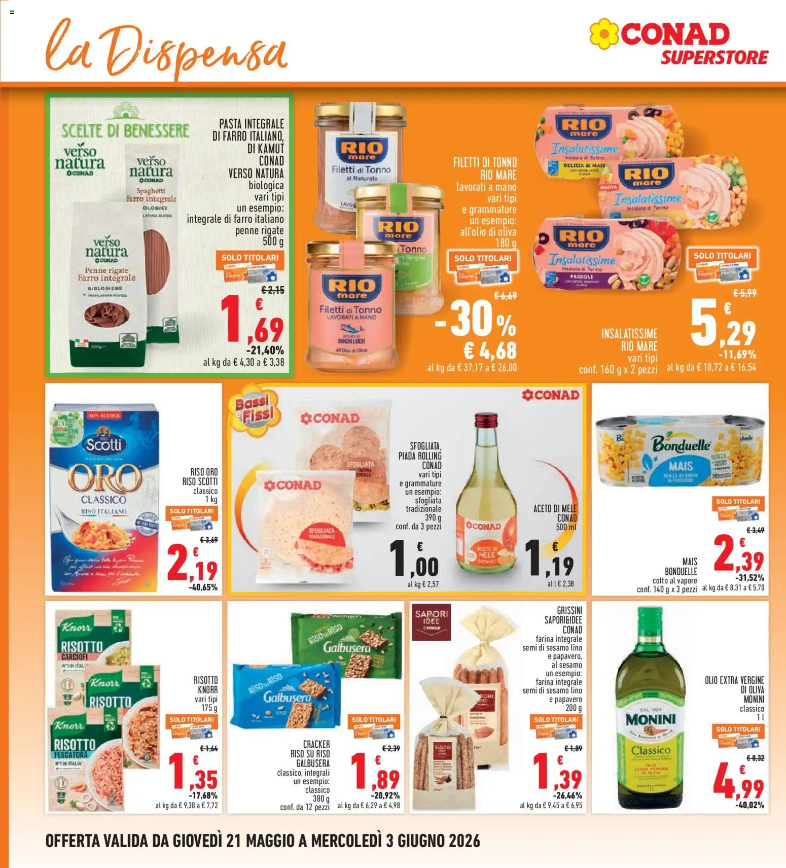 Volantino Conad del 21.05.2026 | Pagina: 16 | Prodotti: Riso, Insalata, Tonno, Aceto