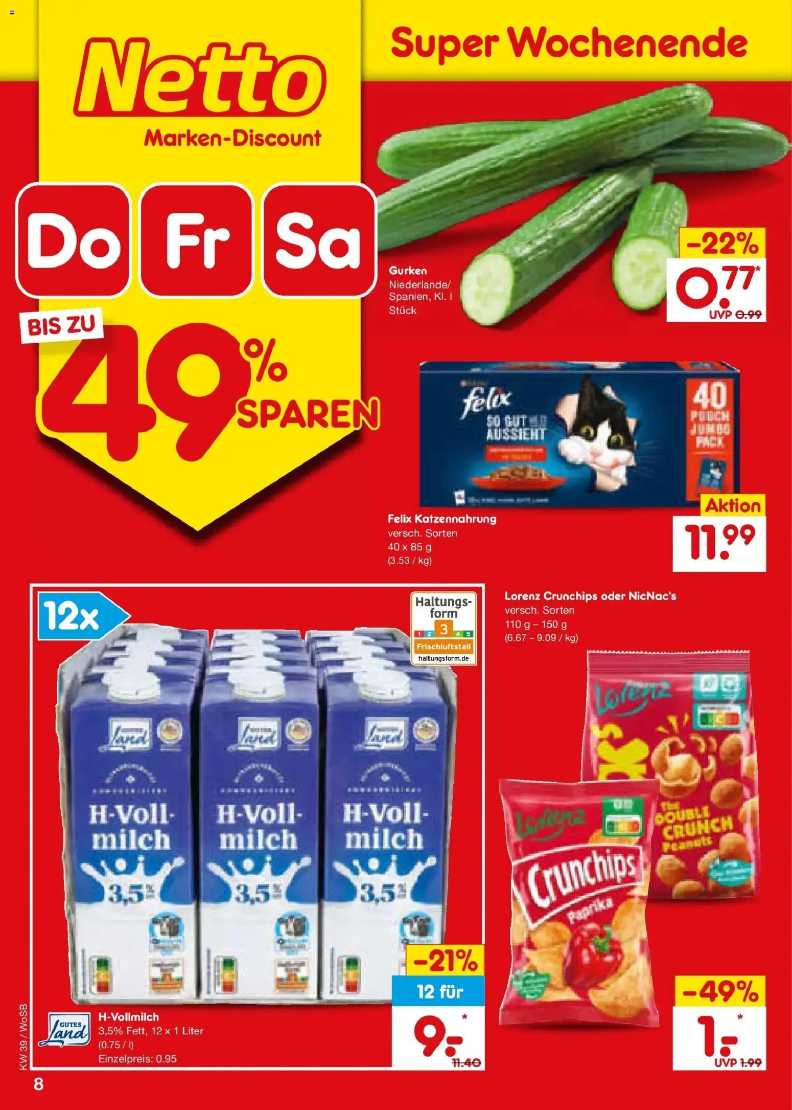 Netto Marken-Discount Prospekt Ludwigshafen-Edigheim – gültig ab 21.09.2026 | Seite: 46 | Produkte: Milch, Paprika, Lorenz crunchips, Gurken