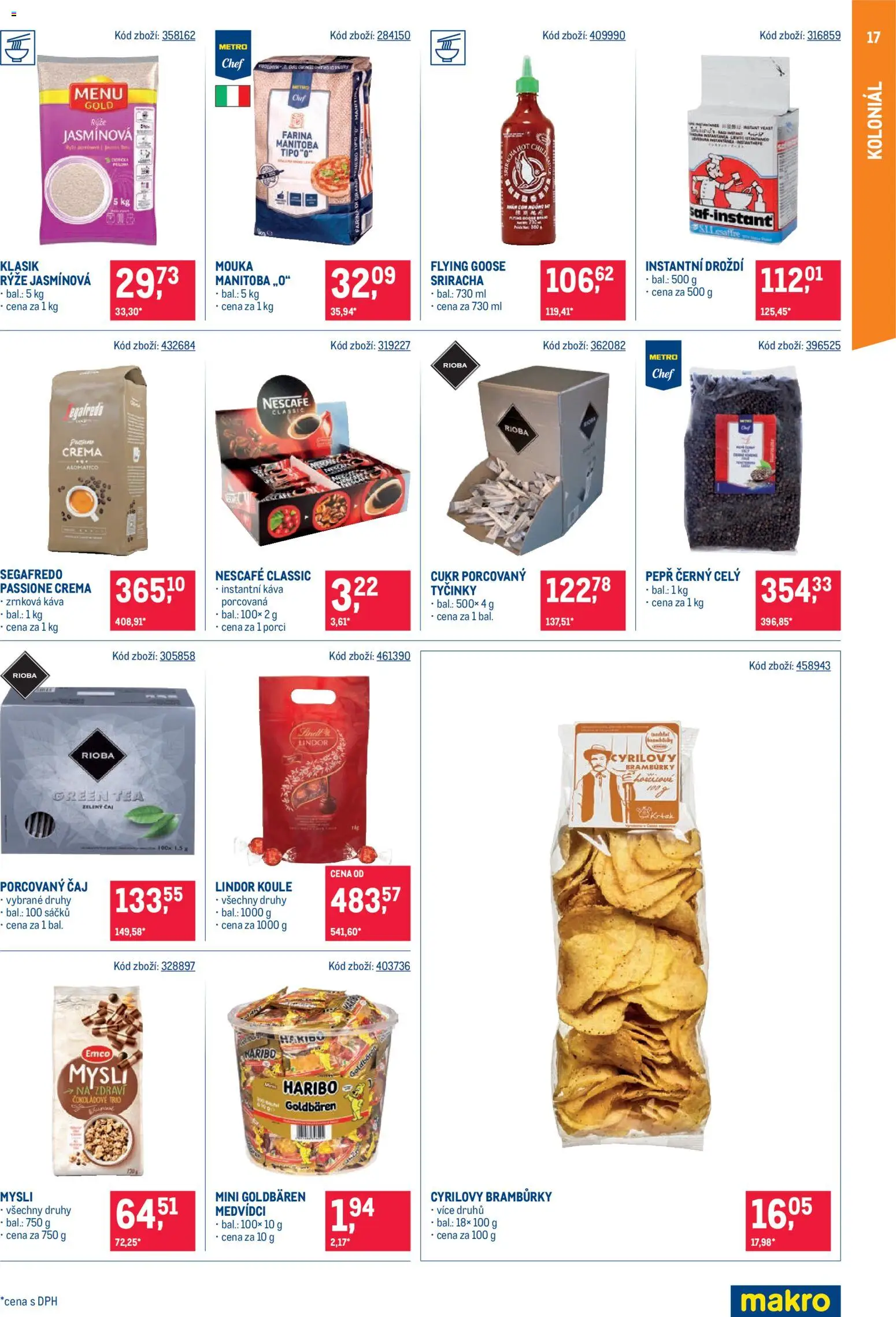 Makro leták - Gastronomie distribuce od 11.08.2026 | Strana: 17 | Produkty: Zelený čaj, Instantní káva, Crema, Cyrilovy brambůrky
