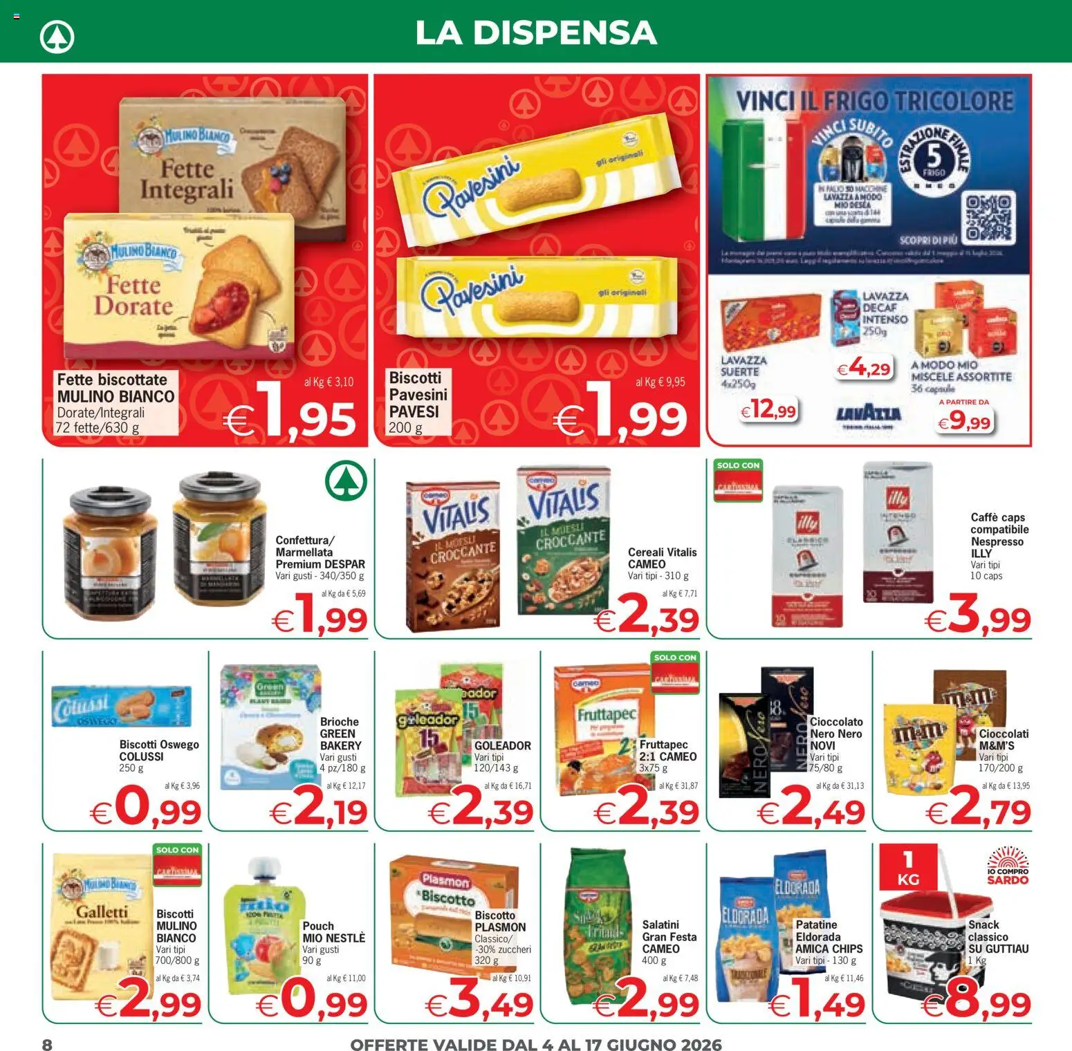 Volantino Despar del 04.06.2026 | Pagina: 8 | Prodotti: Muesli, Caffè, Biscotti, Fette biscottate