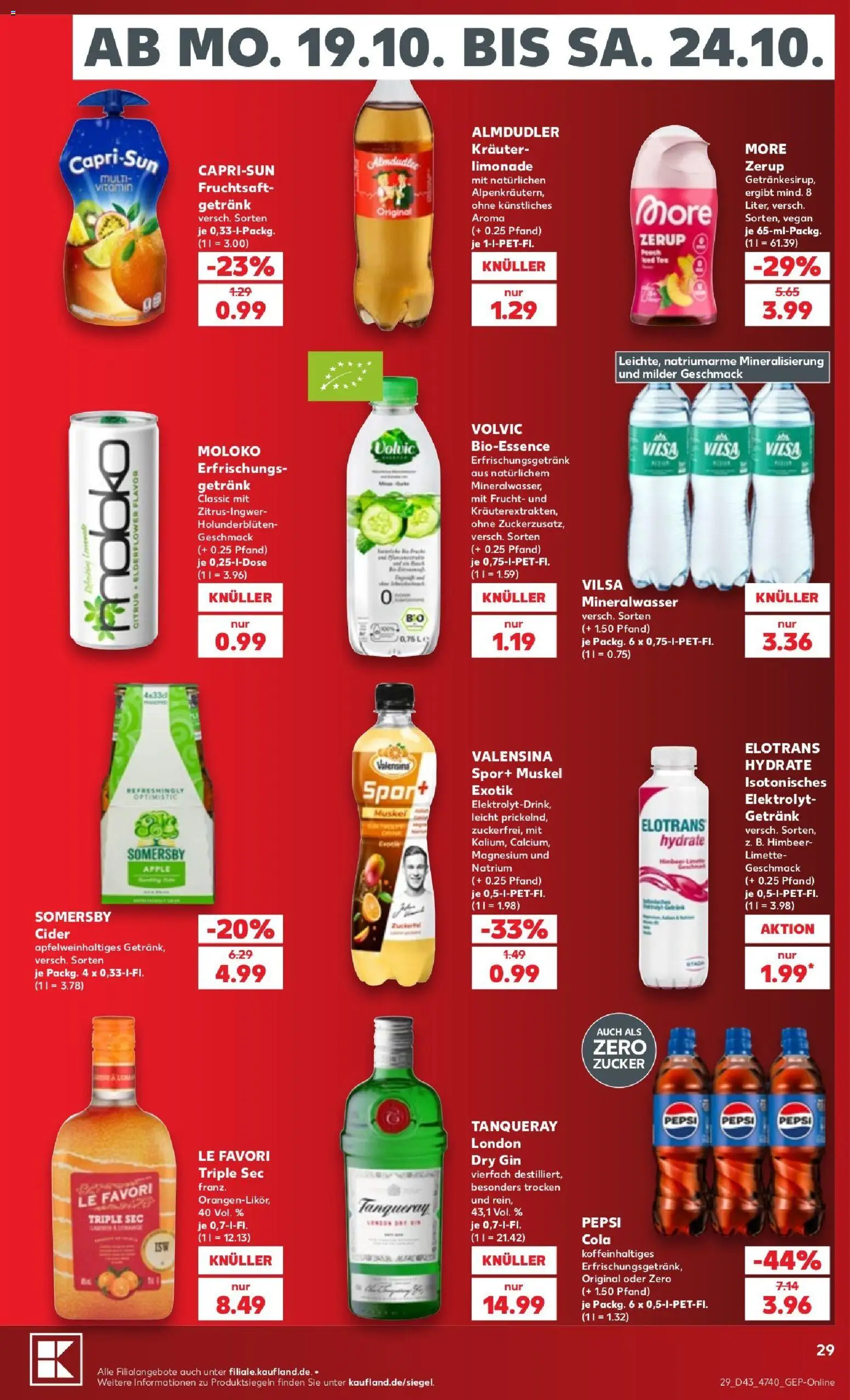 Kaufland Prospekt Hannover – gültig ab 19.10.2026 | Seite: 29 | Produkte: Zucker, Limette, Gin, Volvic