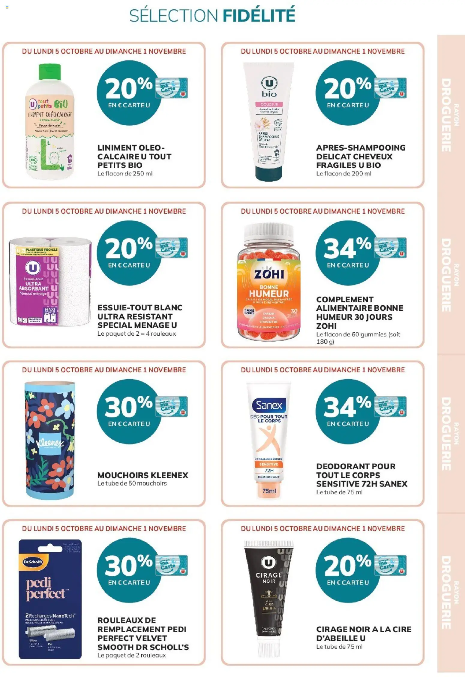 {H1} | Page: 19 | Produits: Cire, Liniment, Déodorant, Mouchoirs