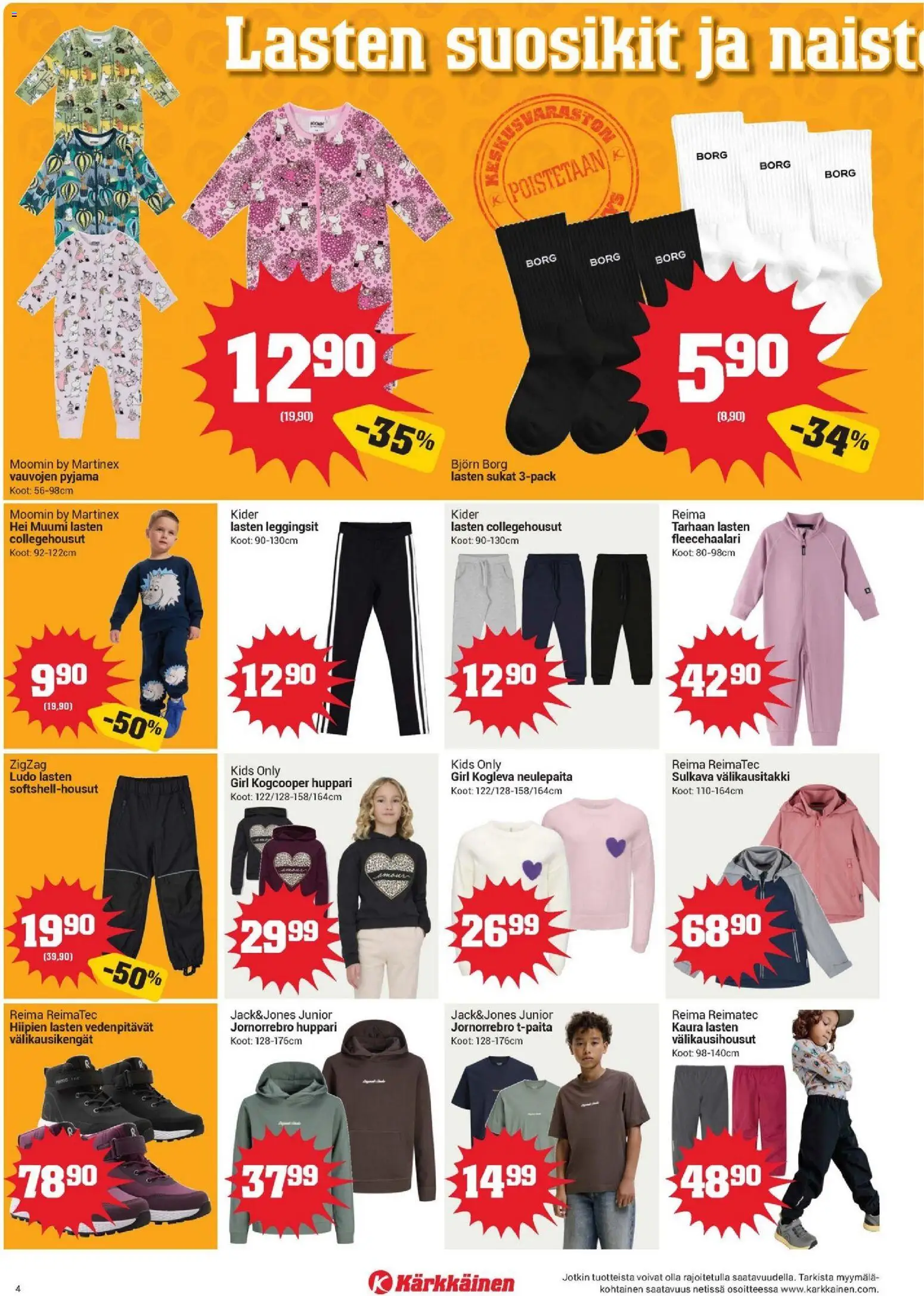 Kärkkäinen tarjoukset – voimassa 19/08/2026 alkaen | Sivu: 4 | Tuotteet: Kaura, Huppari, Pyjama, Leggingsit