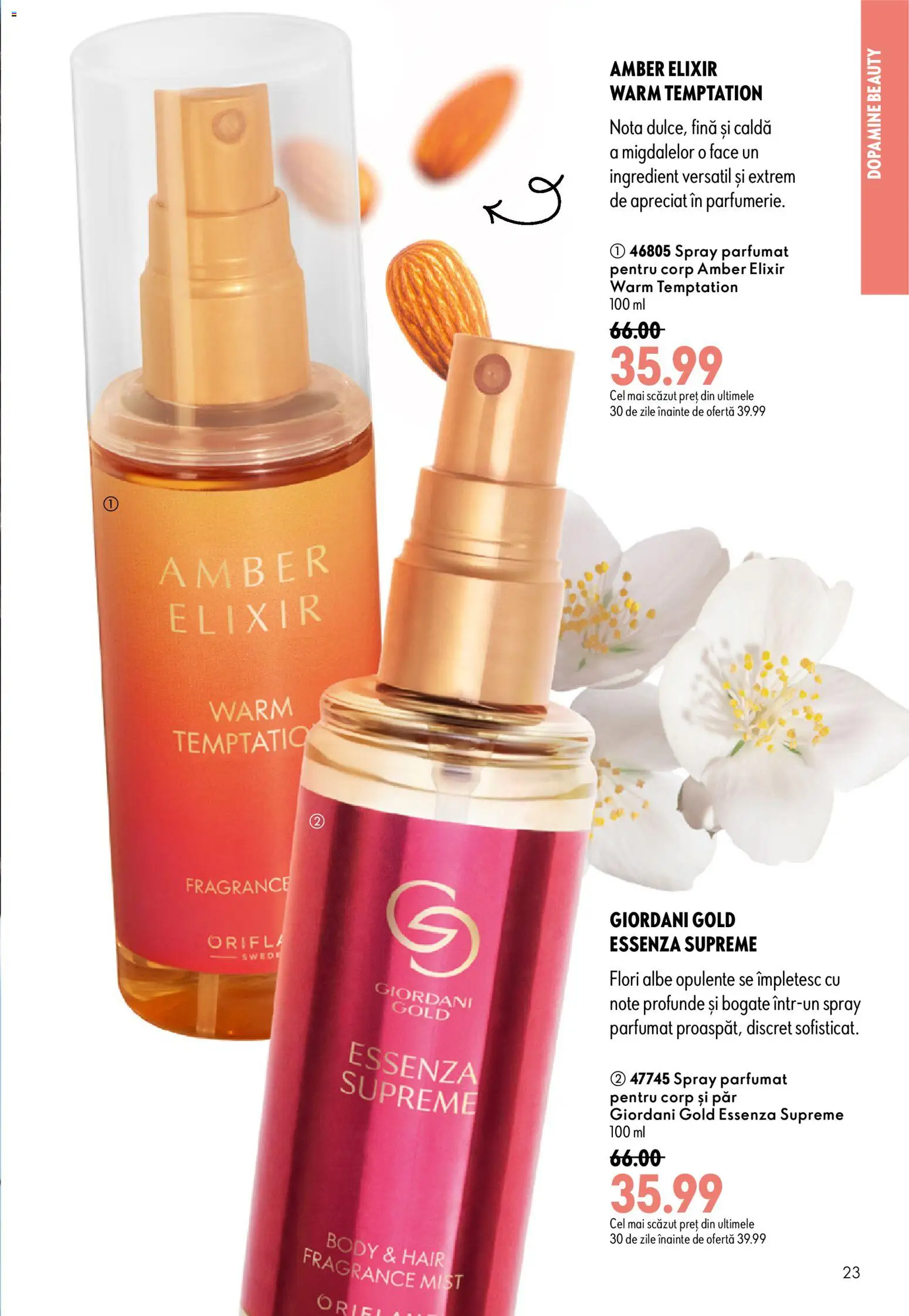 Noul catalog Oriflame – valabil de la 29.07.2026 | Pagină: 23 | Produse: Elixir, Body, Flori