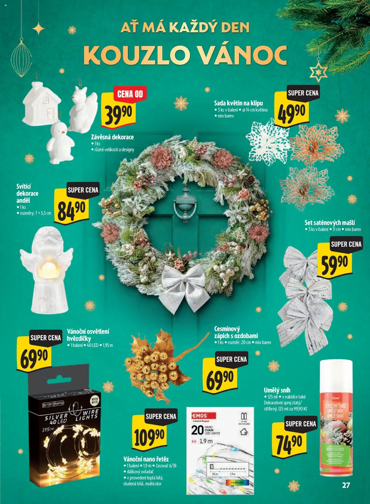 Albert leták - Hypermarket Kouzlo Vánoc od 29.10.2026 | Strana: 27 | Produkty: Osvětlení, Zápich, Časovač, LED