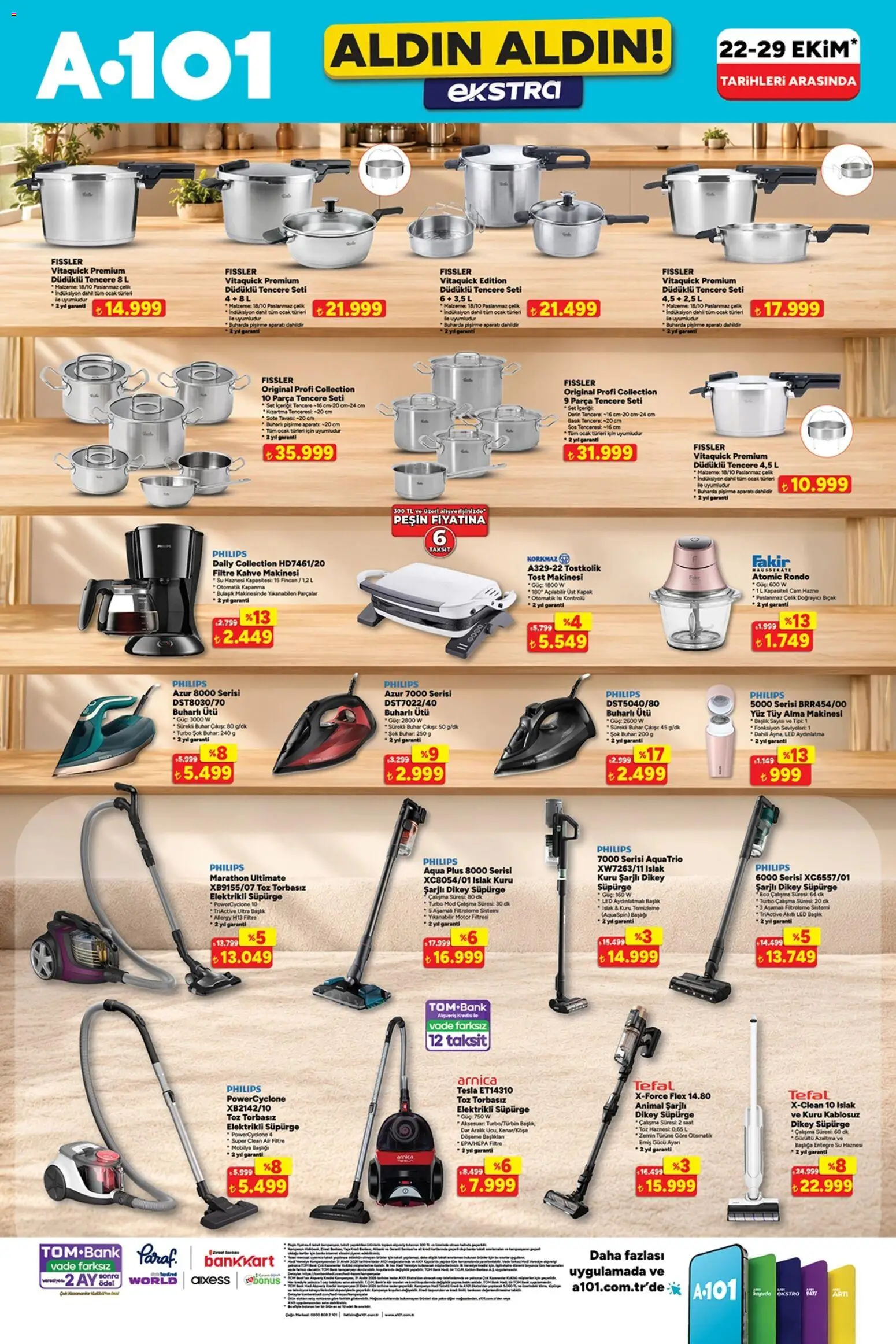 A101 - Katalog Aldın Aldın Ekstra - 22 Ekim 2026 tarihinden itibaren geçerlidir | Sayfa: 3 | Ürünler: Filtre kahve makinesi, Tencere seti, Ocak, Elektrikli süpürge