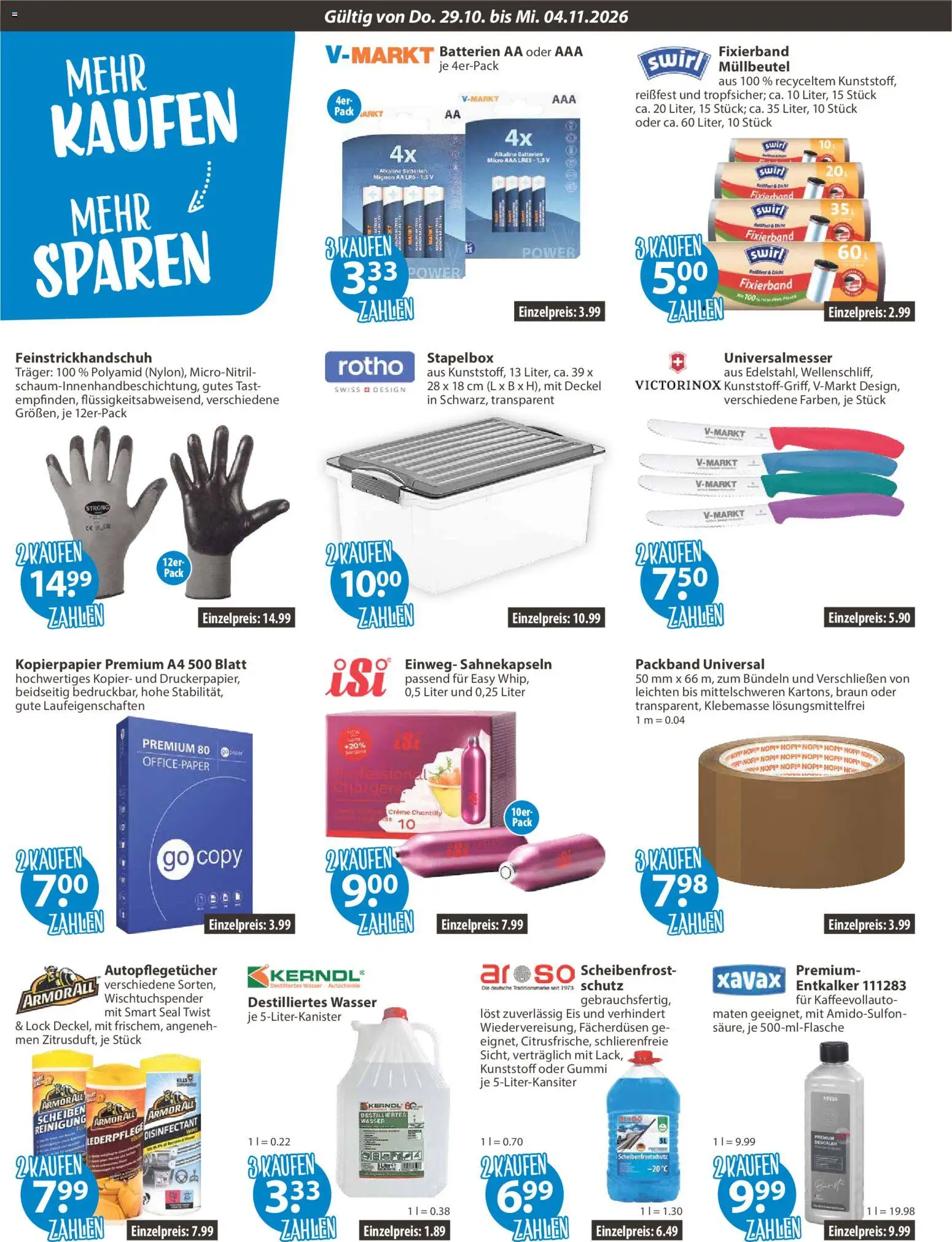 V-Markt Angebote – gültig ab 29.10.2026 | Seite: 14 | Produkte: Batterien, Creme, Wasser, Eis