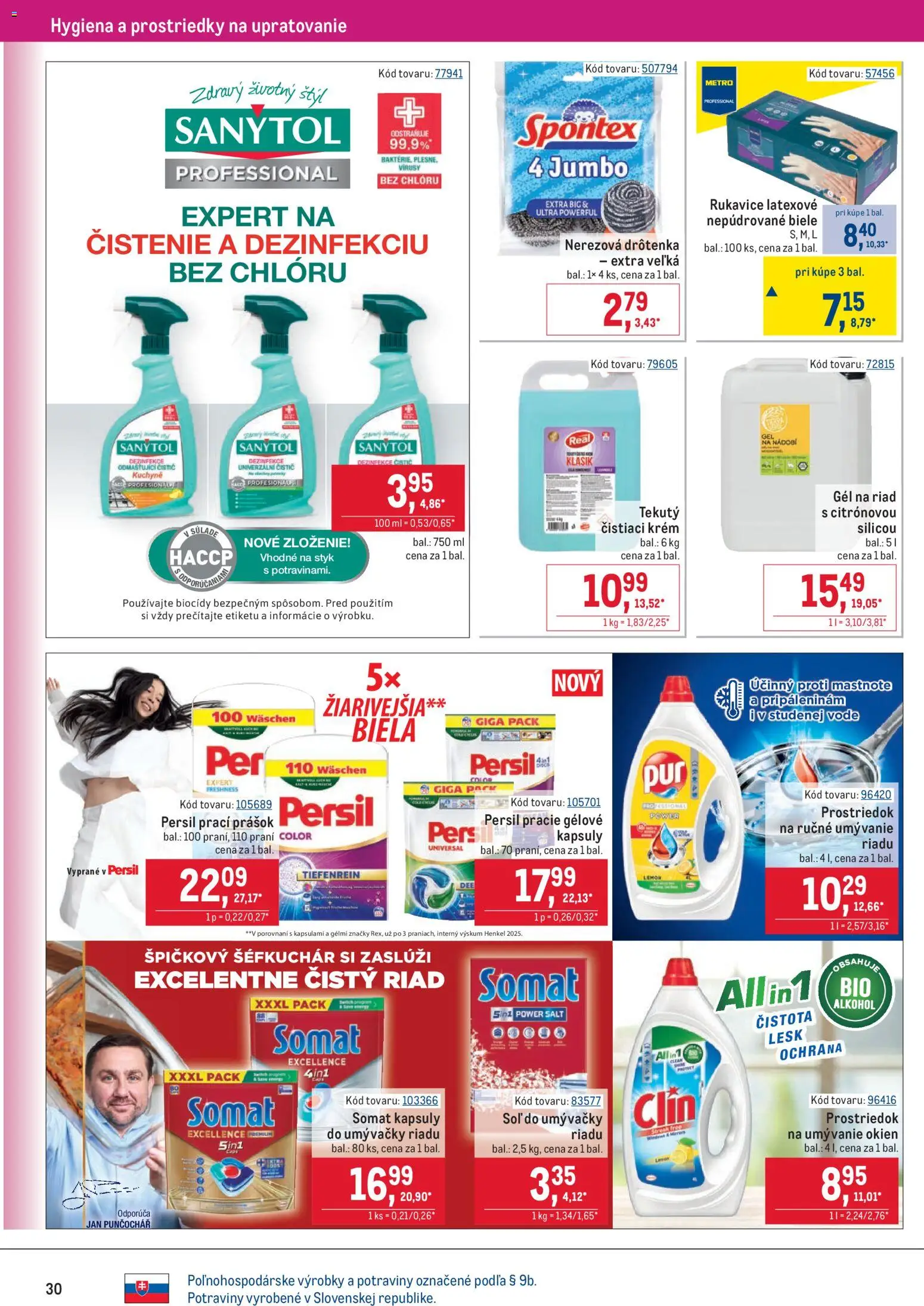 Nové Metro akcie – leták je platný od 25.03.2026 | Strana: 30 | Produkty: Persil, Kuchyne, Krém, Rukavice