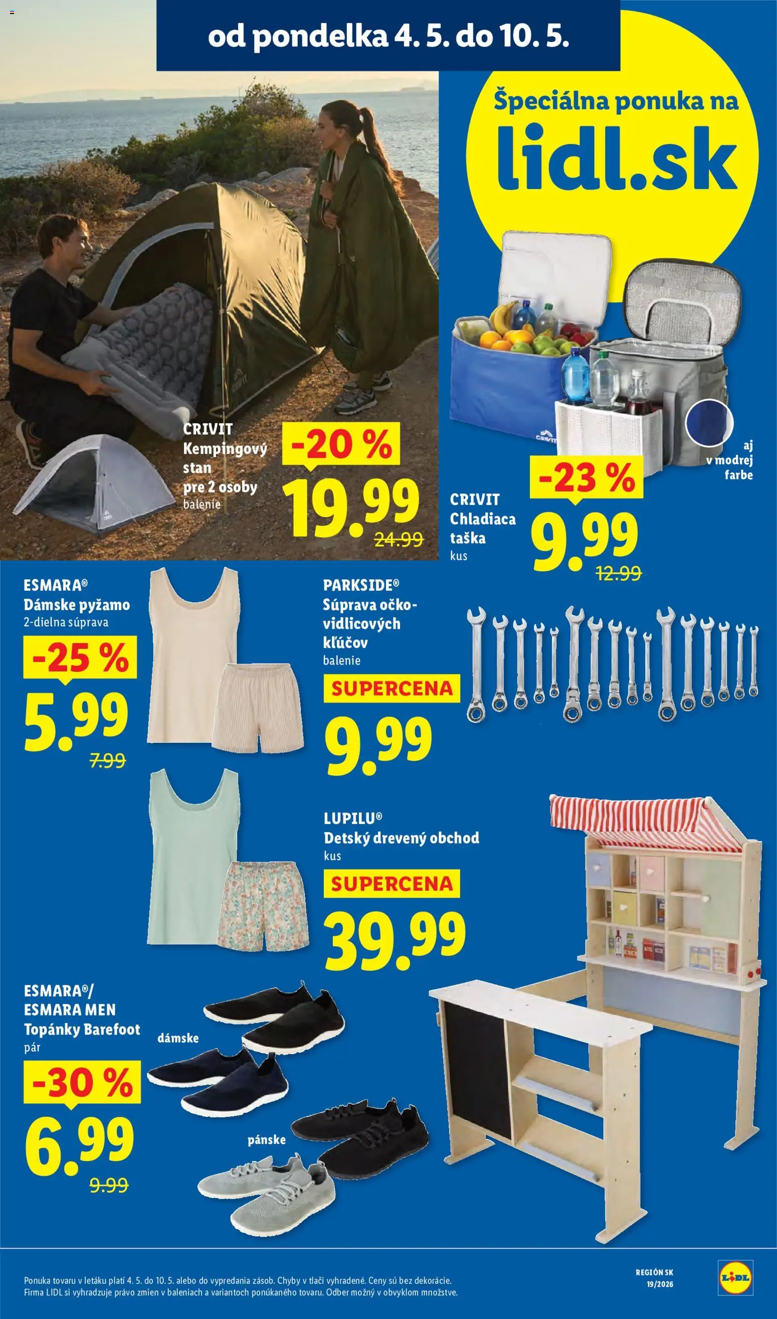 Nové Lidl akcie – leták je platný od 04.05.2026 | Strana: 11 | Produkty: Parkside, Stan, Pyžamo, Topánky