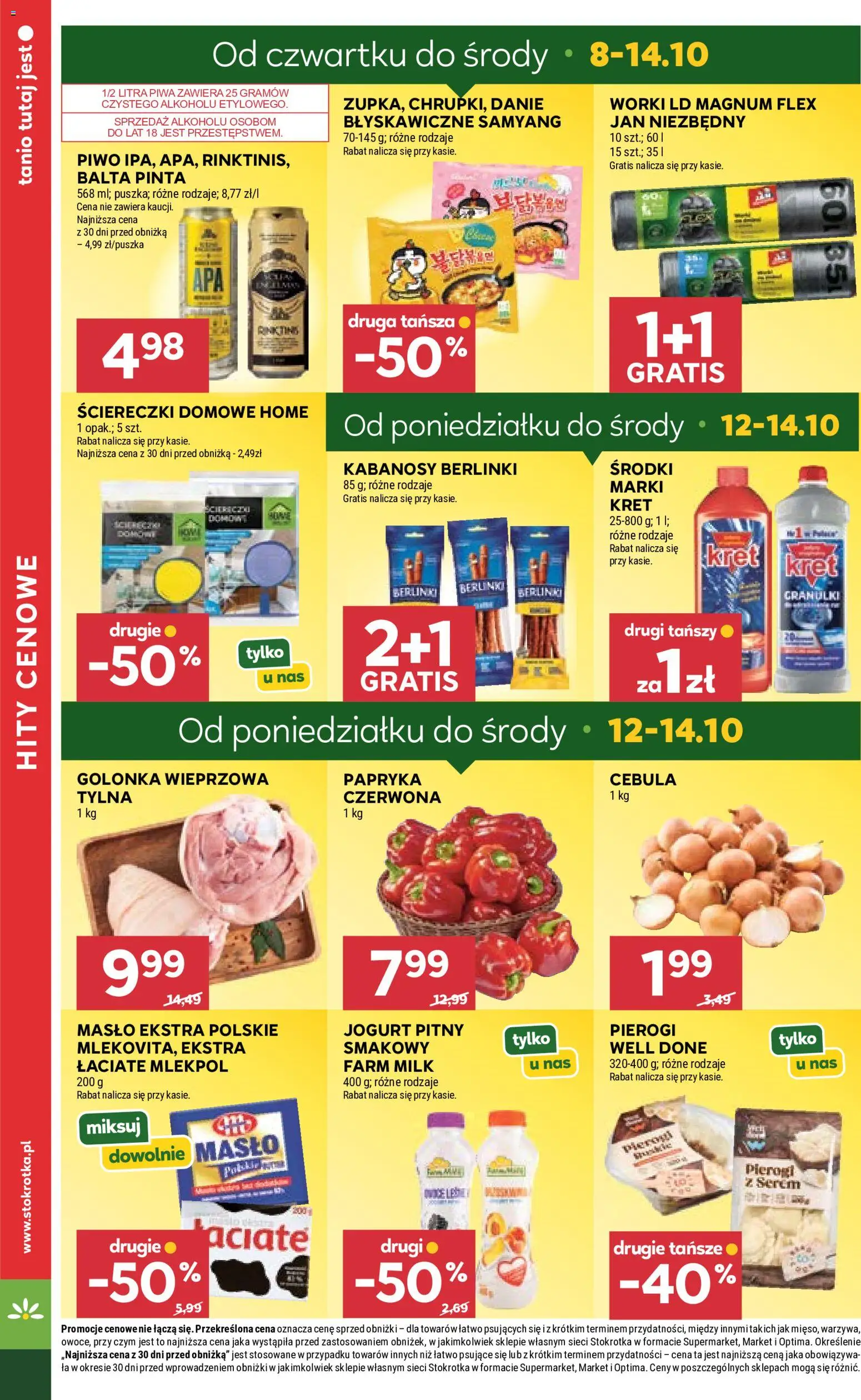 Stokrotka gazetka - Market od 08.10.2026 | Strona: 4 | Produkty: Serem, Stokrotka, Cebula, Ściereczki