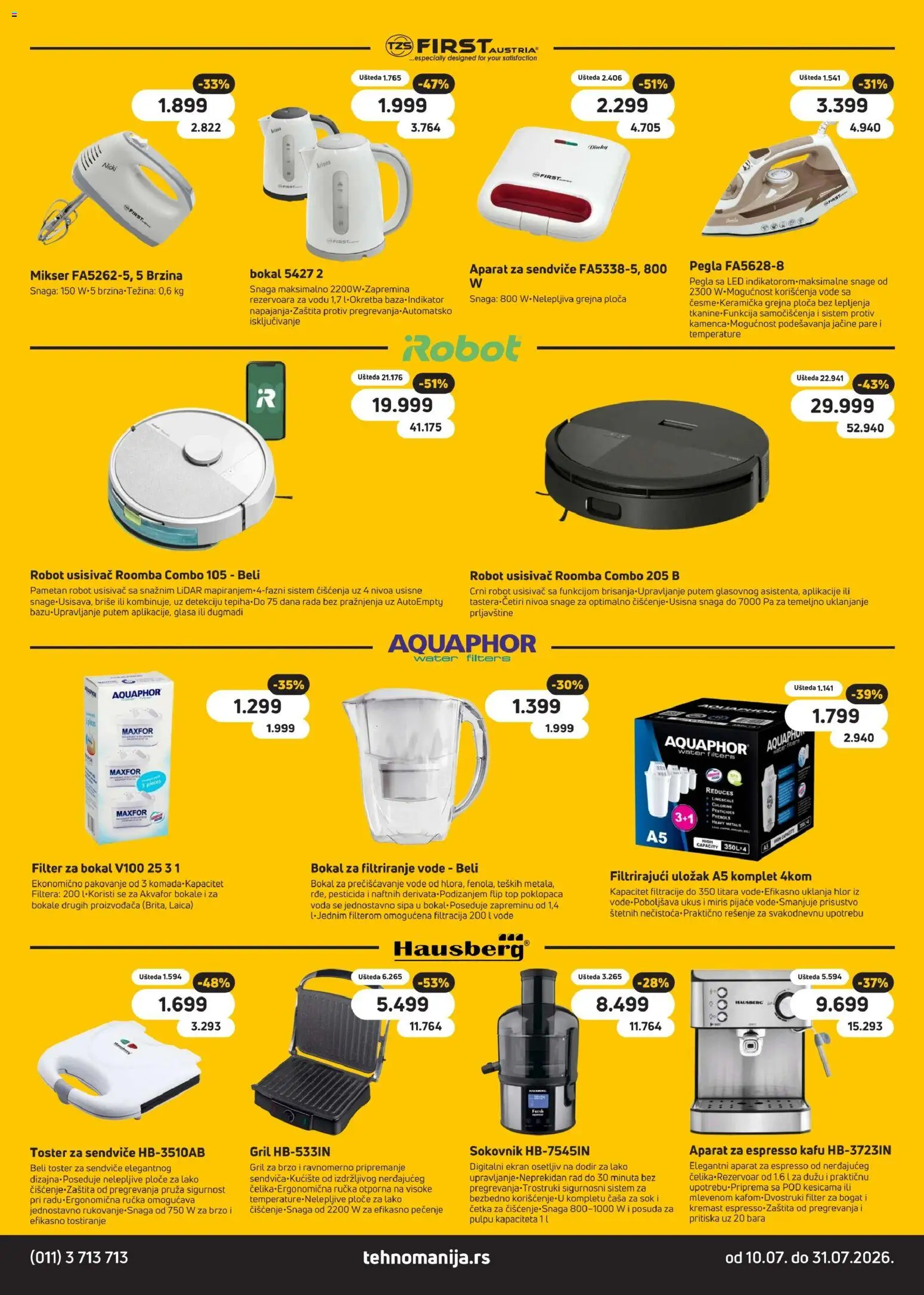 Tehnomanija katalog - važi od 10.07.2026 | Strana: 10 | Proizvode: Robot, Aparat za sendviče, Toster, Pakovanje