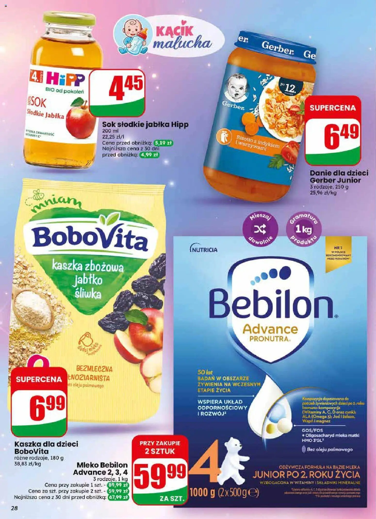 Dino gazetka od 20.05.2026 | Strona: 28 | Produkty: Mleko Bebilon, Mleko, Sok, Jabłka