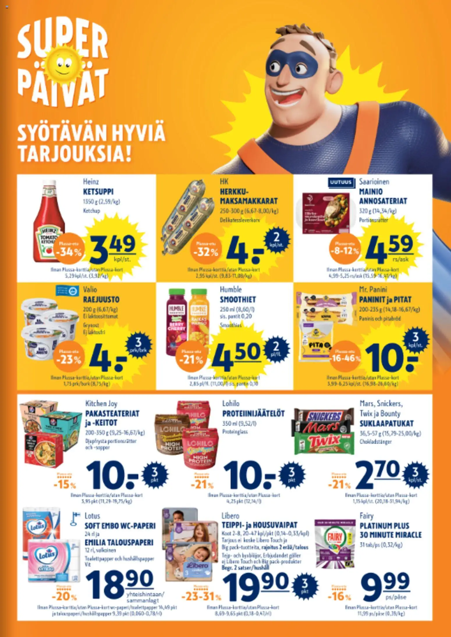 K-Supermarket tarjoukset – voimassa 27/08/2026 alkaen | Sivu: 3 | Tuotteet: Suklaapatukat, Teippi, Ketsuppi, Raejuusto