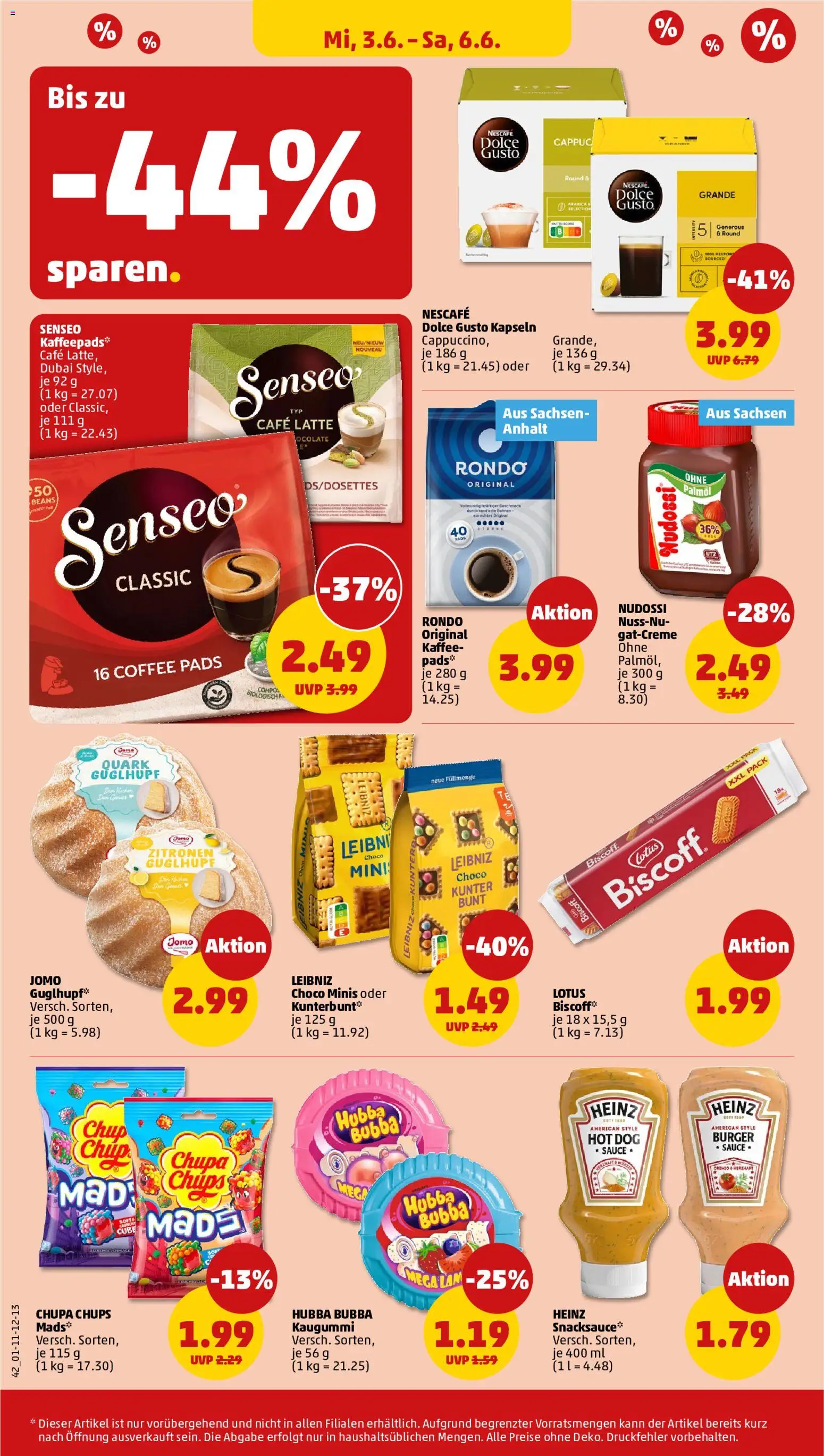 Penny Prospekt – gültig ab 01.06.2026 | Seite: 42 | Produkte: Kaffeepads, Quark, Burger, Dolce Gusto kapseln