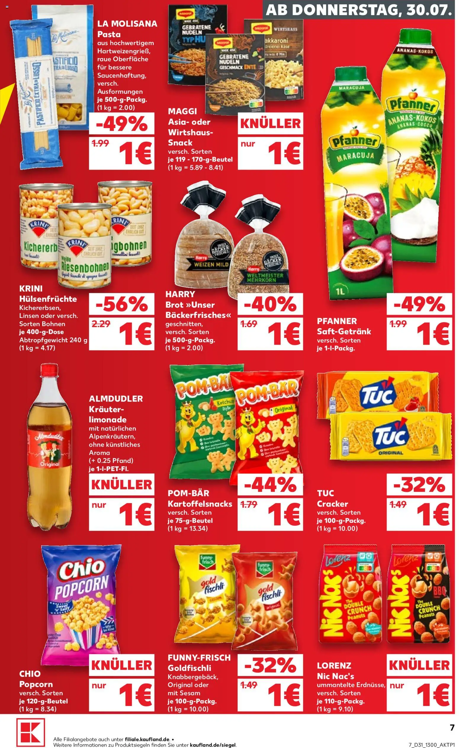 Kaufland Německo leták - Bremen od 30.07.2026 | Strana: 7 | Produkty: Maracuja, Almdudler, Maggi, Popcorn
