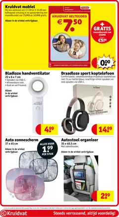 Draadloze sport koptelefoon, Comfortabele, zweetbestendige draadloze koptelefoon met 15 uur batterijduur, krachtige 40mm speakers en snel opladen via USB-C. - Voorbeeld van een folder van Kruidvat, geldig van 12.05.2026 | Pagina: 80 | Producten: Kan, Koptelefoon, Mobiel