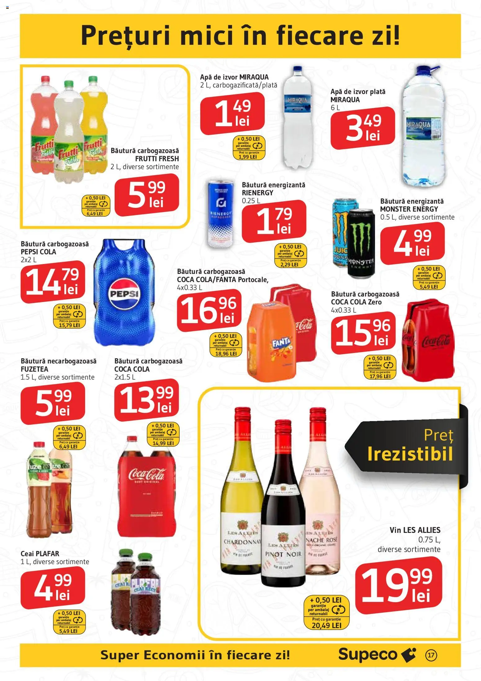 Noul catalog Supeco – valabil de la 06.08.2026 | Pagină: 17 | Produse: Mici, Băutură energizantă, Ceai, Apă