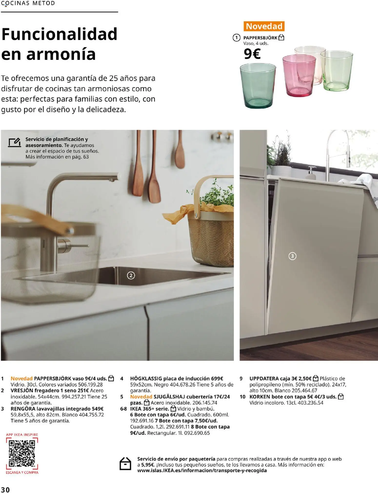 Catálogo IKEA Cocinas │ válido desde el 01/02/2026 | Página: 30 | Productos: Placa de inducción, Fregadero, Lavavajillas, Cubertería