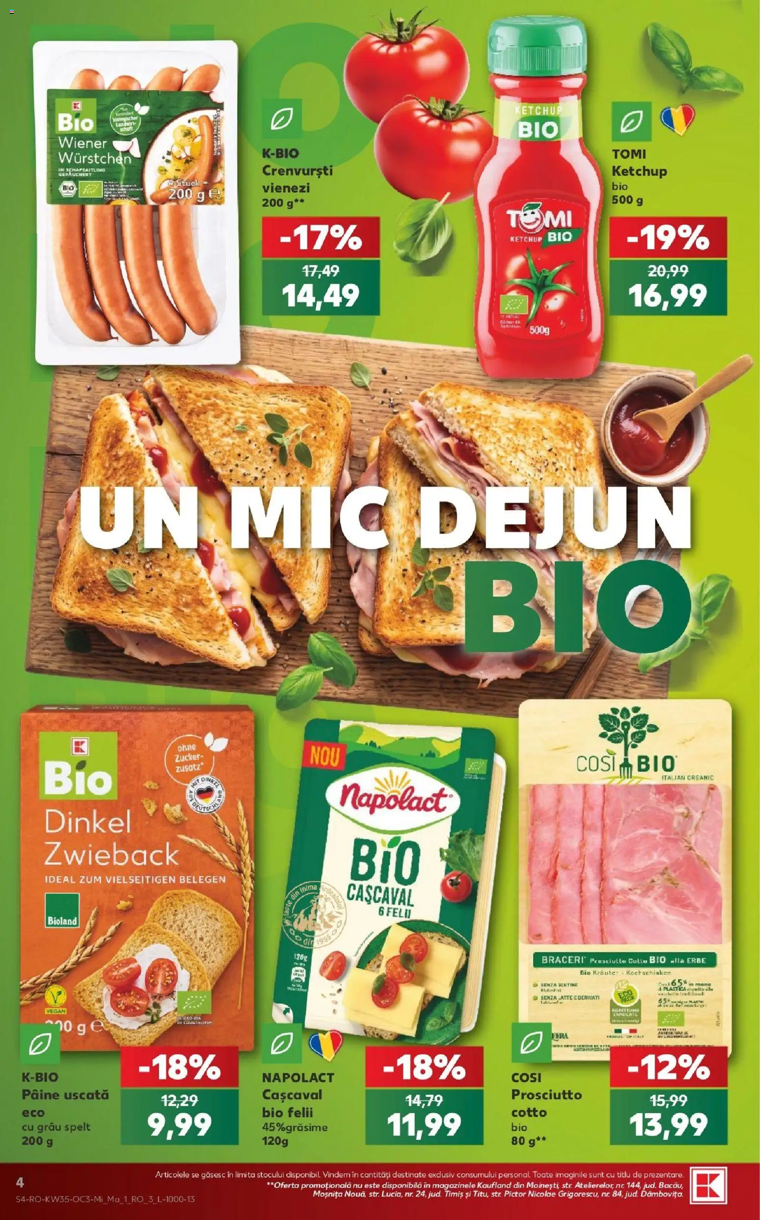 Noul catalog Kaufland – valabil de la 26.08.2026 | Pagină: 4 | Produse: Cașcaval, Crenvurști, Pâine, Ketchup