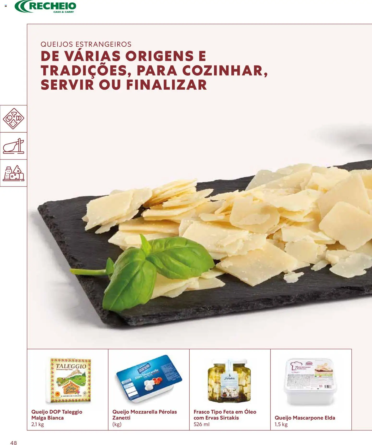 Recheio - Catálogo de Alfragide │ válido de 16/03/2026 | Página: 48 | Produtos: Queijo Mozzarella, Queijo mascarpone, Queijo, Óleo