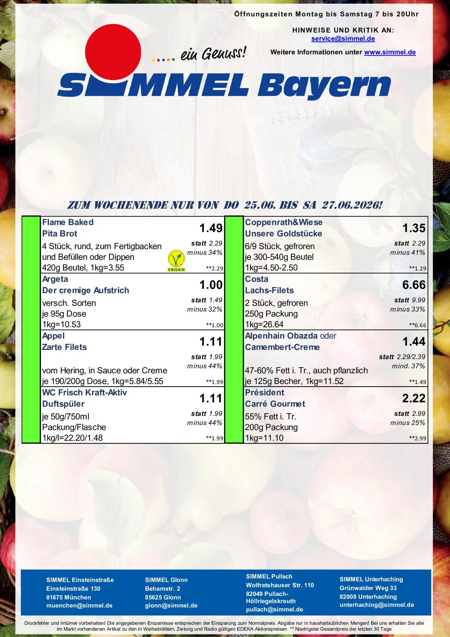 Simmel Bayern – gültig ab 22.06.2026 | Seite: 10 | Produkte: Creme, Wc frisch, Brot, Radio