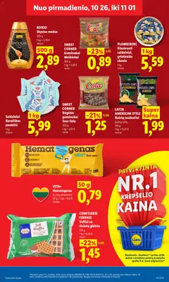 LIDL leidinys galioja nuo 2026.10.26 | Puslapis: 21 | Prekių: Krepšelis, Medus, Saldainiai, Traškučiai