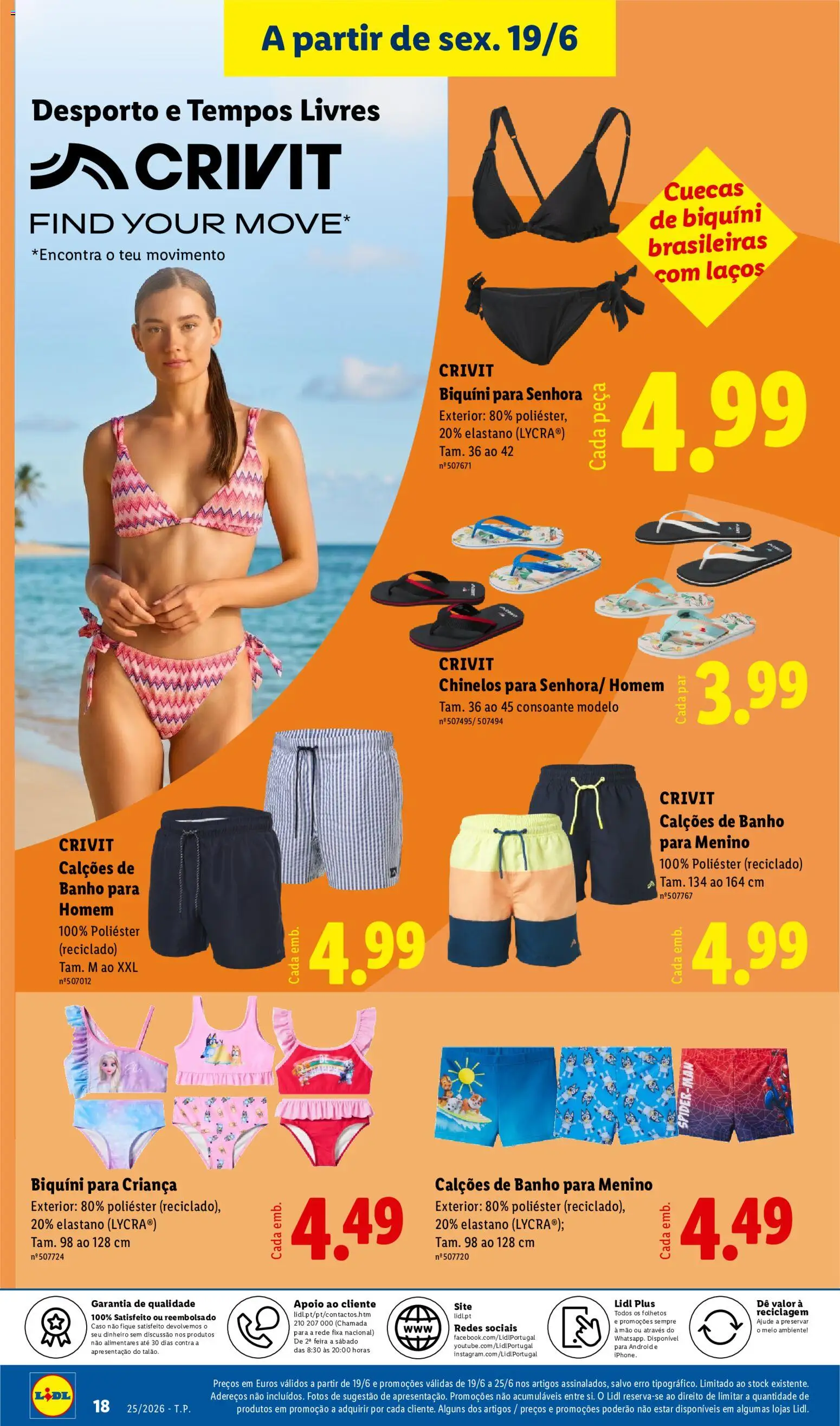 Lidl Novidades │ válido de 15.06.2026 | Página: 18 | Produtos: Chinelos, Biquíni, Banho, Cuecas
