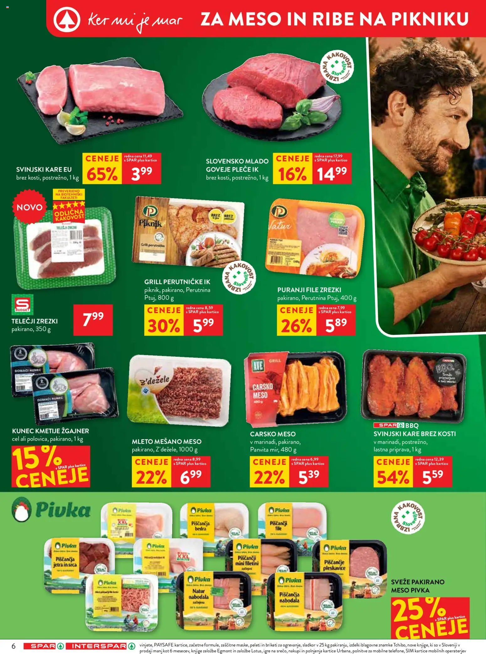 Novi Spar katalog ponudbe – veljaven od 16.07.2026 | Stran: 8 | Izdelki: Zrezki, Ribe, Svinjski kare, Briketi