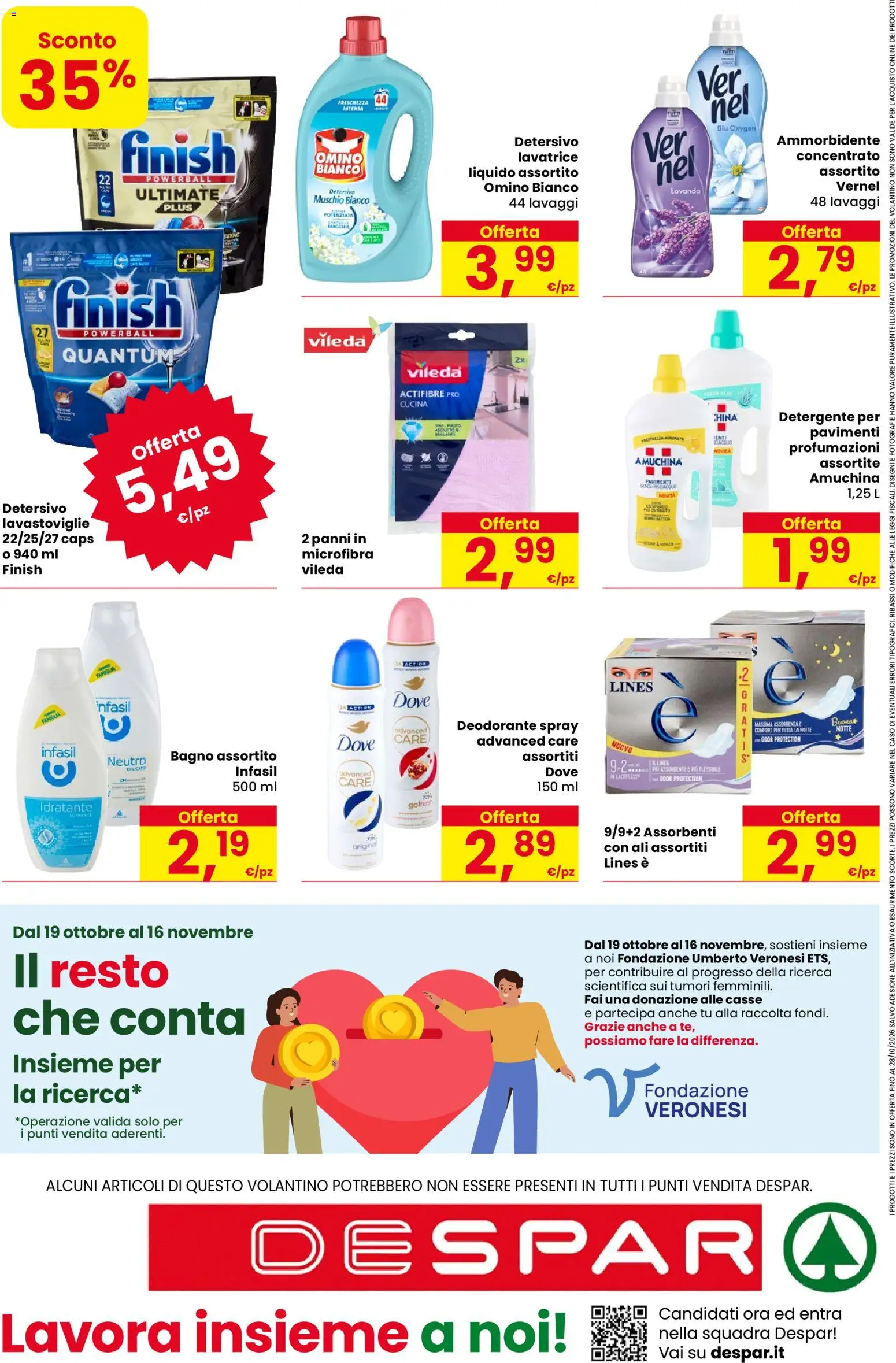 Volantino Despar del 15/10/2026 | Pagina: 16 | Prodotti: Ammorbidente, Lavatrice, Lavanda, Bagno