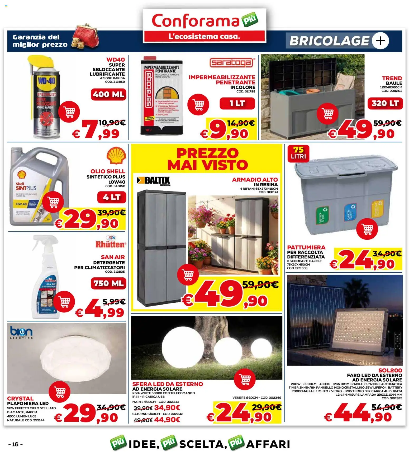Volantino Conforama del 07.05.2026 | Pagina: 16 | Prodotti: Telecomando, Detergente, Lubrificante, Olio