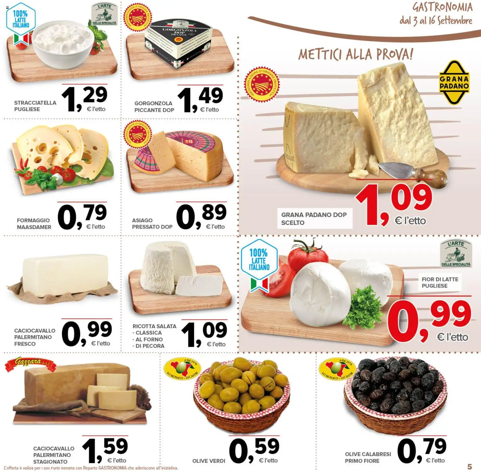 Volantino Todis del 03/09/2026 | Pagina: 5 | Prodotti: Latte, Formaggio, Ricotta, Specialità
