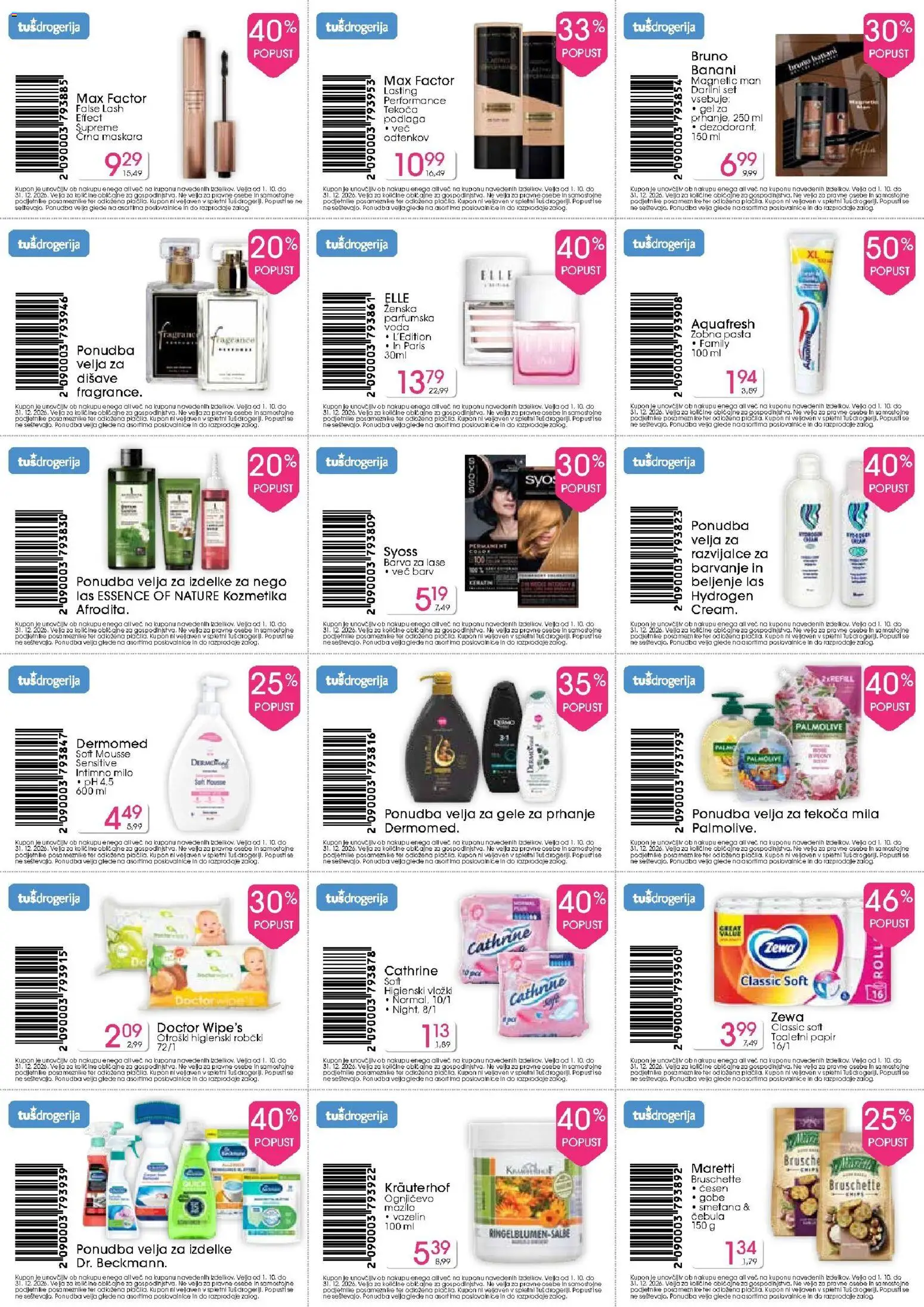 Novi Tuš drogerija katalog ponudbe – veljaven od 01.10.2026 | Stran: 2 | Izdelki: Intimno milo, Vložki, Robčki, Smetana