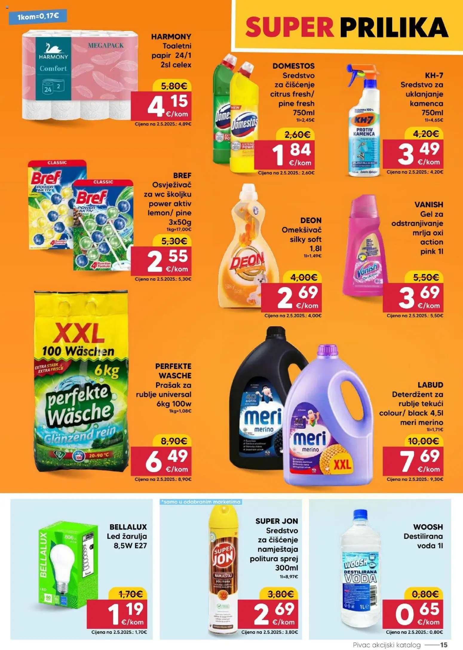 Pivac katalog | vrijedi od 17.08.2026 | Stranica: 15 | Proizvodi: Omekšivač, Voda, Domestos, Led
