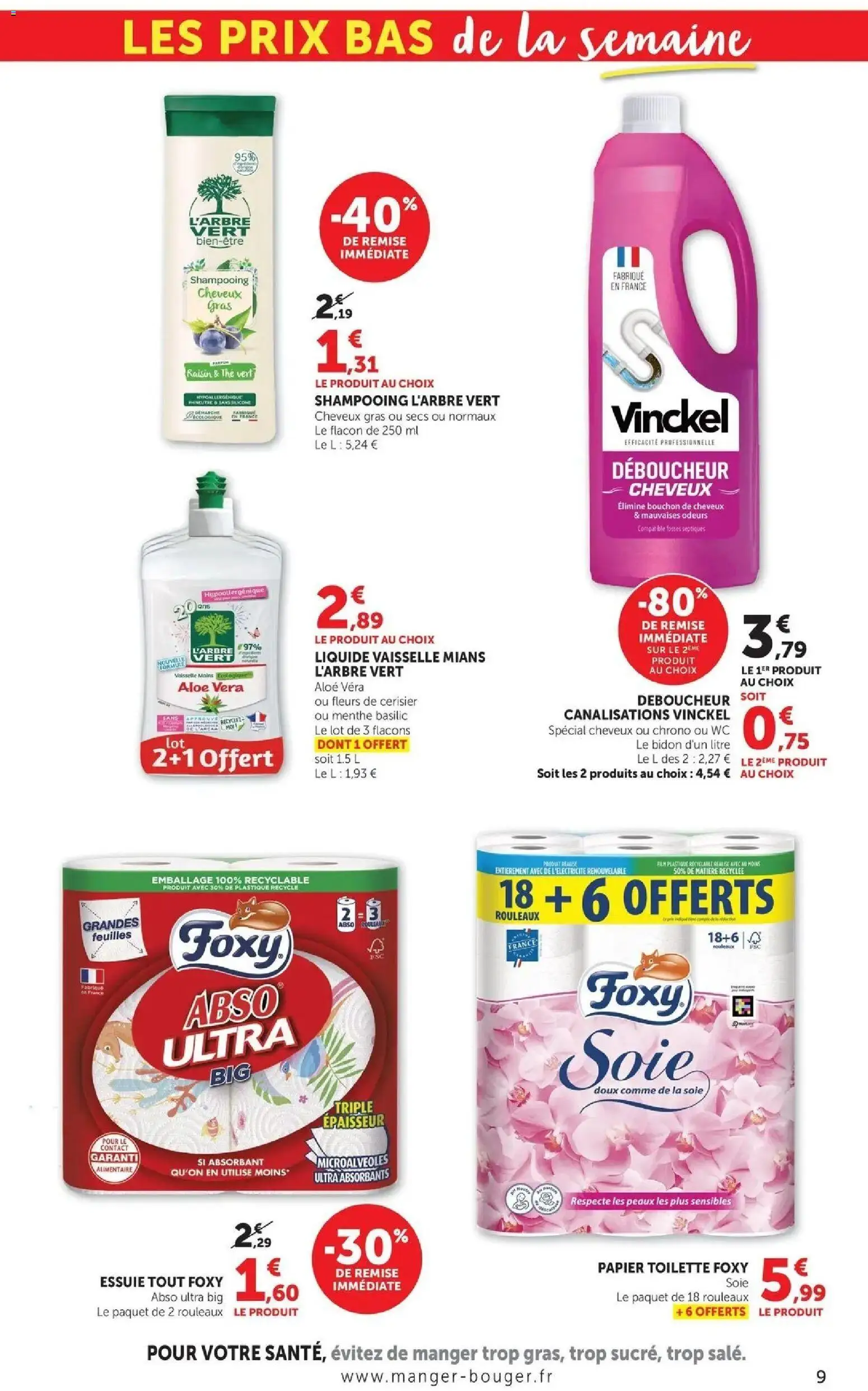 {H1} | Page: 9 | Produits: Menthe, Papier toilette, Liquide vaisselle, Thé