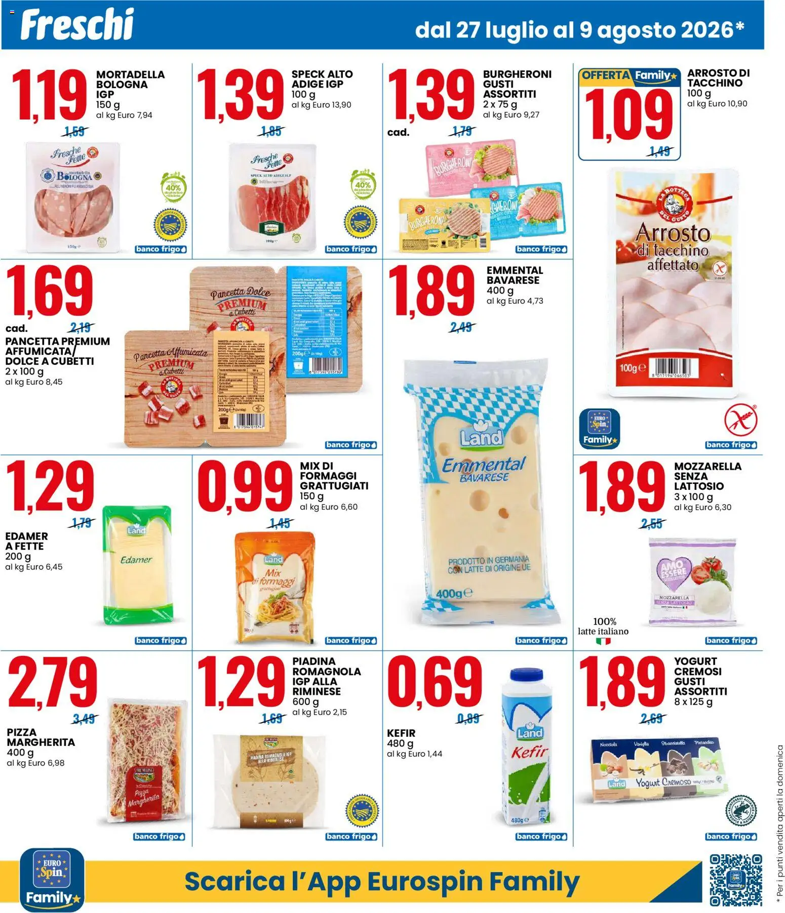 Volantino Eurospin del 27/07/2026 | Pagina: 2 | Prodotti: Speck, Arrosto, Yogurt, Emmental