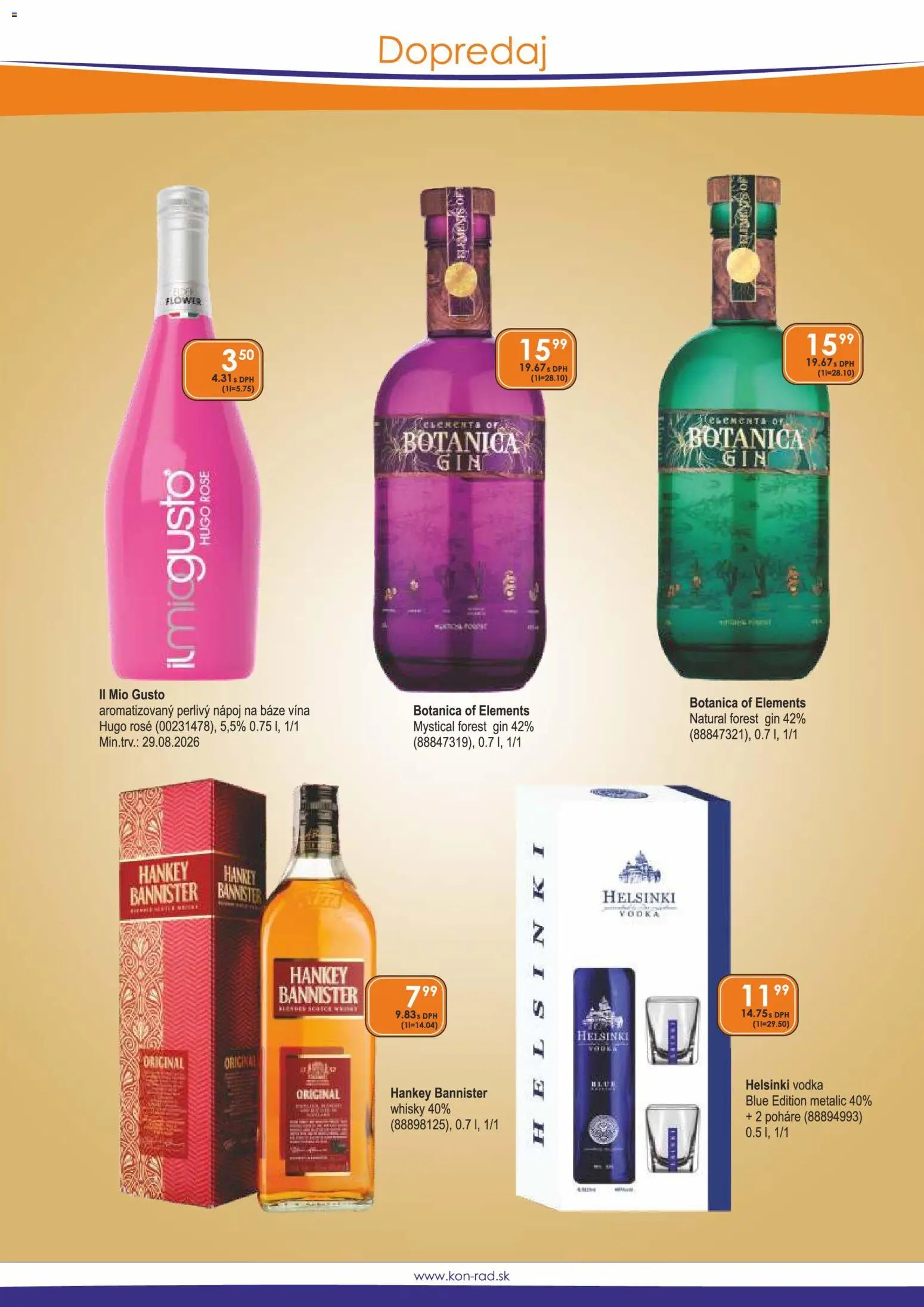 Nové KON - RAD akcie – leták je platný od 01.08.2026 | Strana: 43 | Produkty: Poháre, Gin, Vodka, Whisky