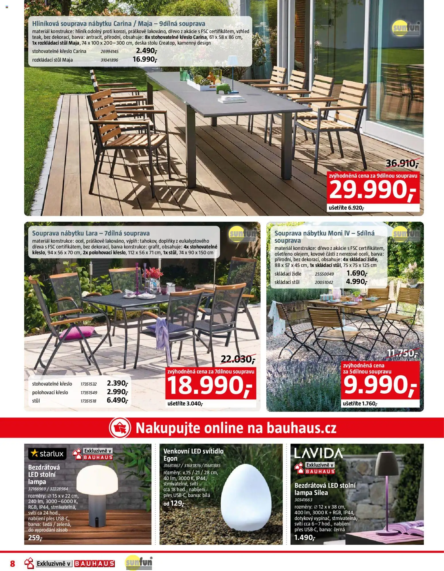 Bauhaus leták od 30.04.2026 | Strana: 8 | Produkty: Křeslo, Židle, Lampa, LED