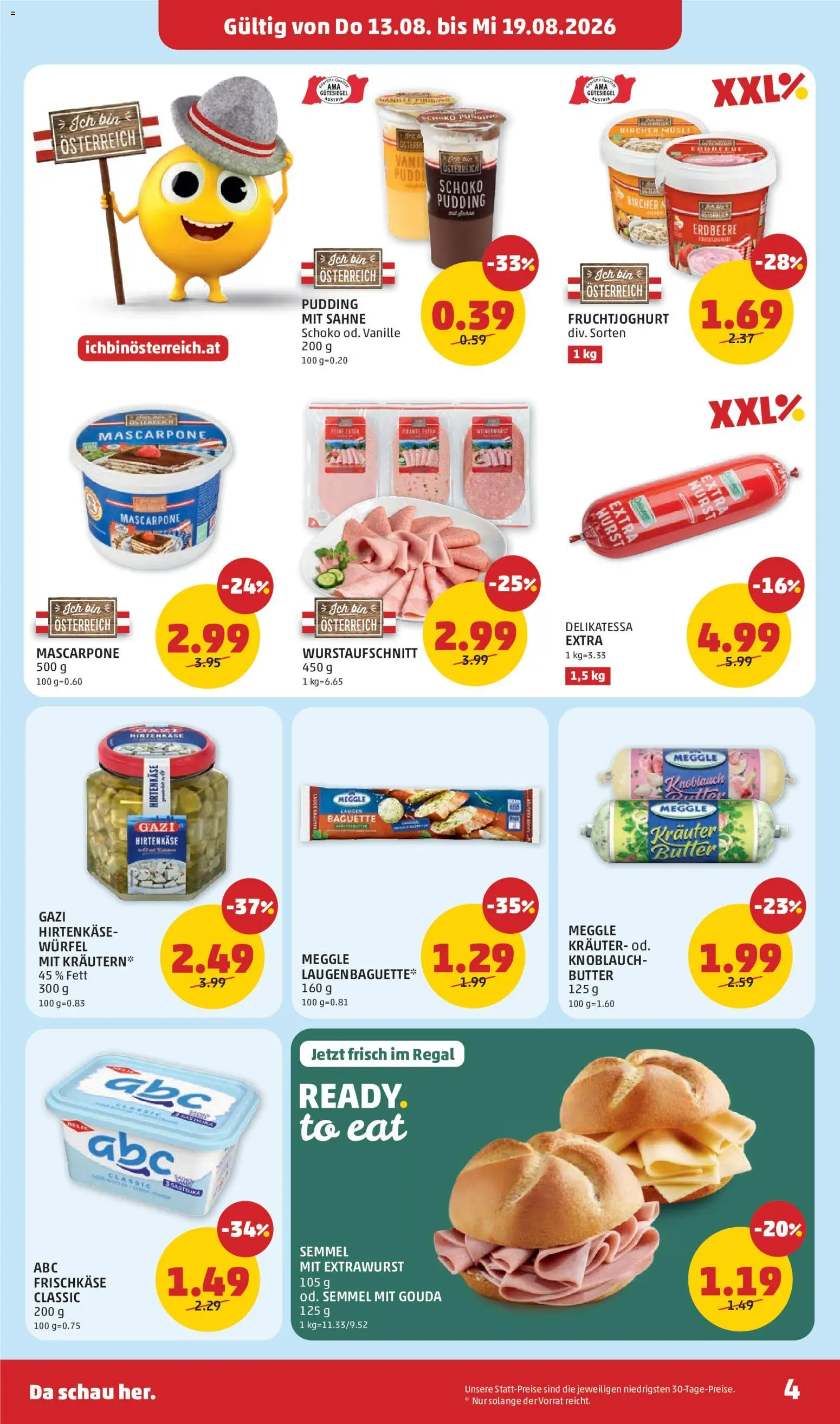 Penny Markt Eröffnung in 4221 Steyregg gültig ab 13.08.2026 | Seite: 4 | Produkte: Wurst, Vanille, Regal, Butter